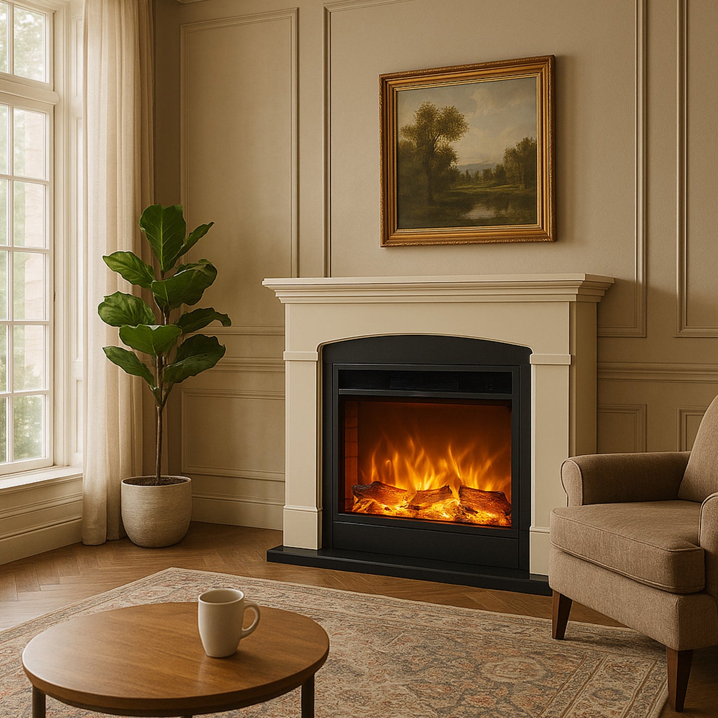 Caminetto Elettrico Beige Monica Eleganza e Calore a Casa Tu