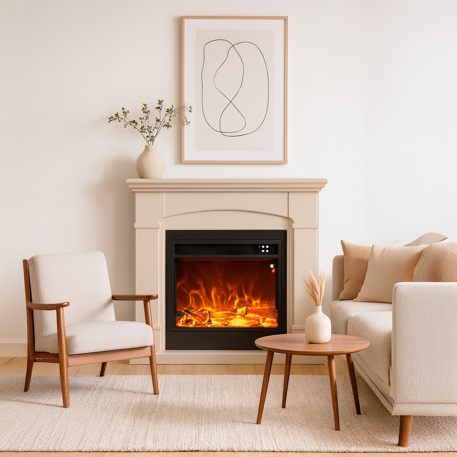Caminetto Elettrico Beige Monica Eleganza e Calore a Casa Tu