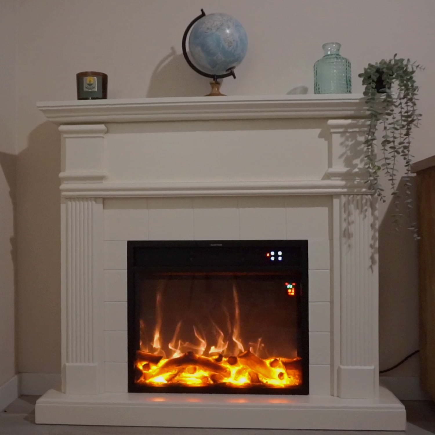 Caminetto Elettrico Bianco Omar a Parete Eleganza e Comfort