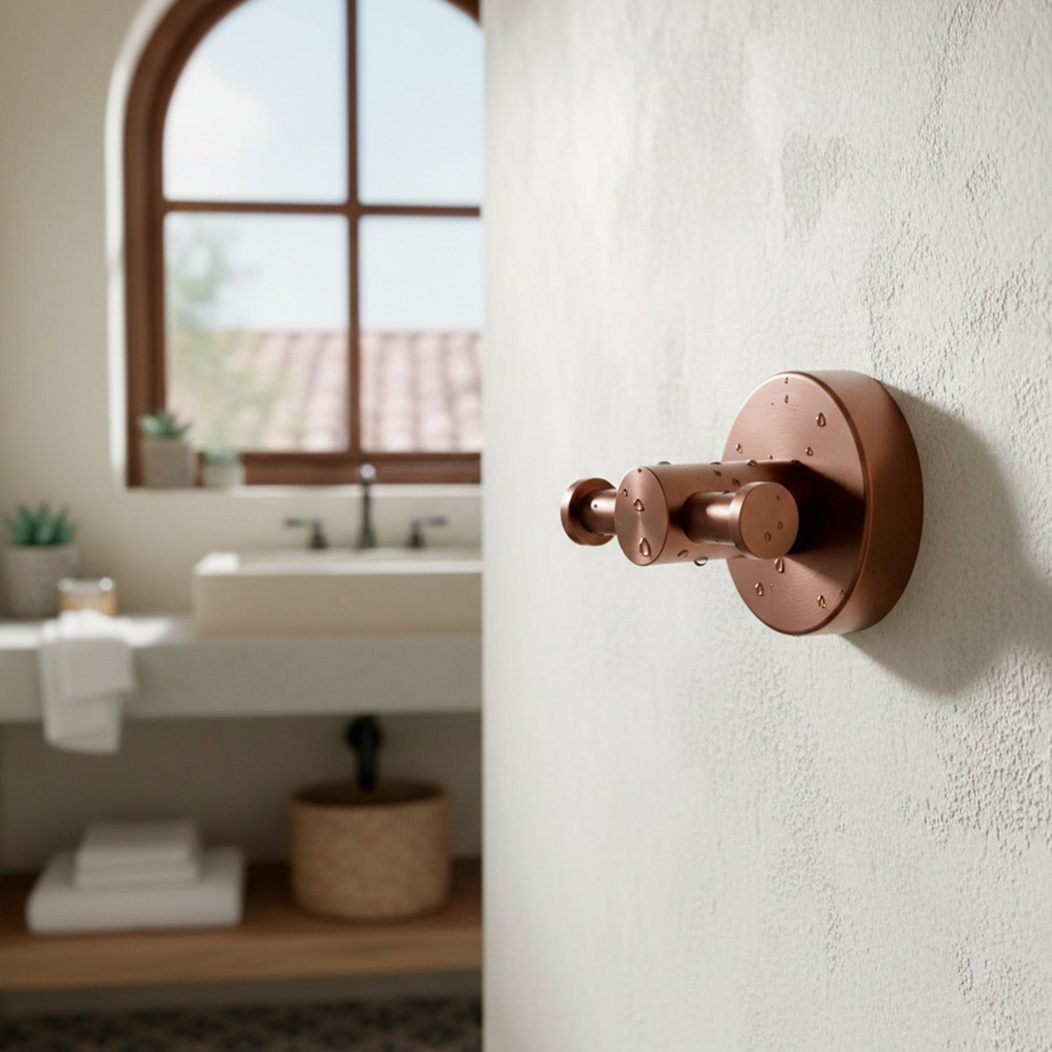 Gancio doppio inox 316L oro rosa per bagno moderno