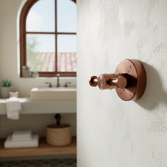 Gancio doppio inox 316L oro rosa per bagno moderno