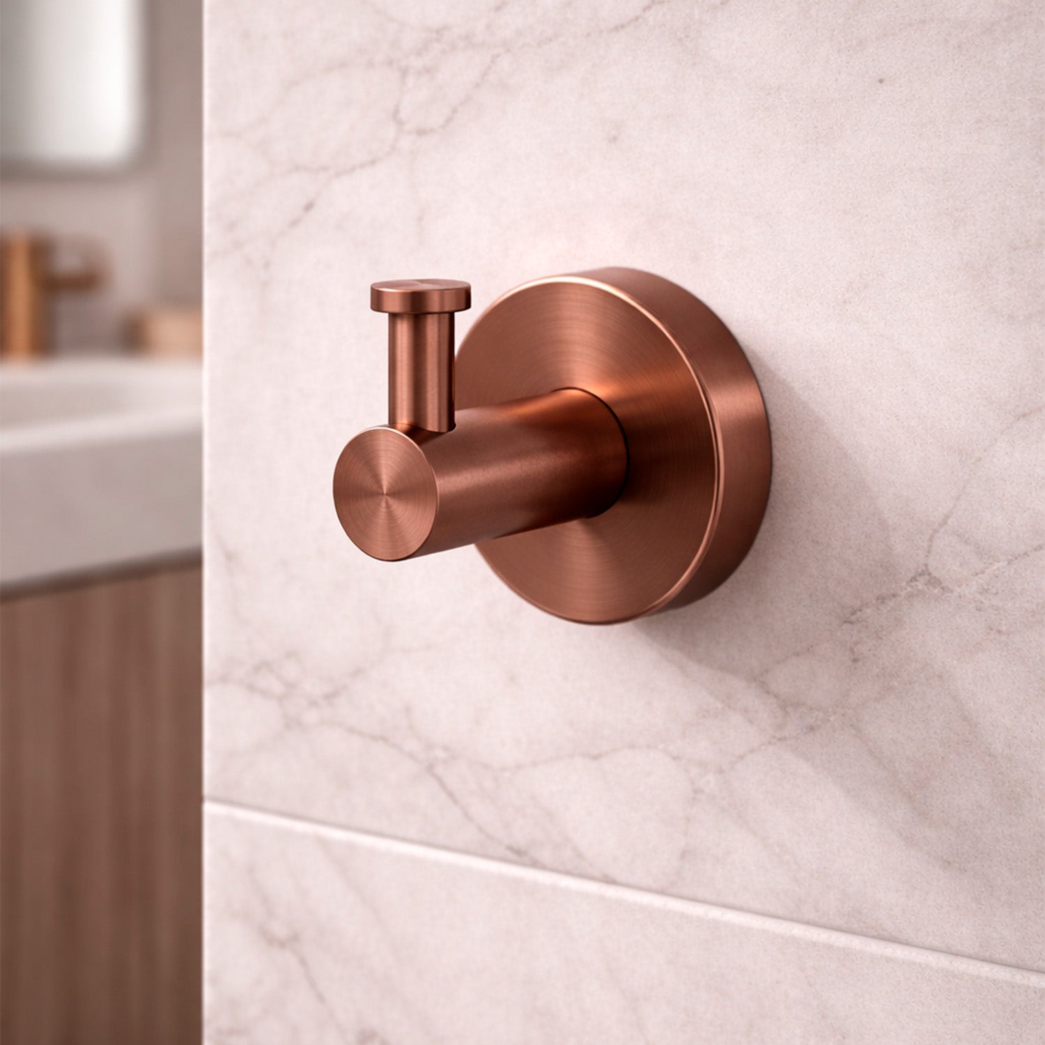 Gancio porta salviette singolo oro rosa in acciaio inox 316L