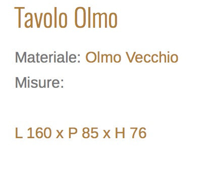 Tavolo Olmo 160 Cm Eleganza Artigianale In Legno Massello