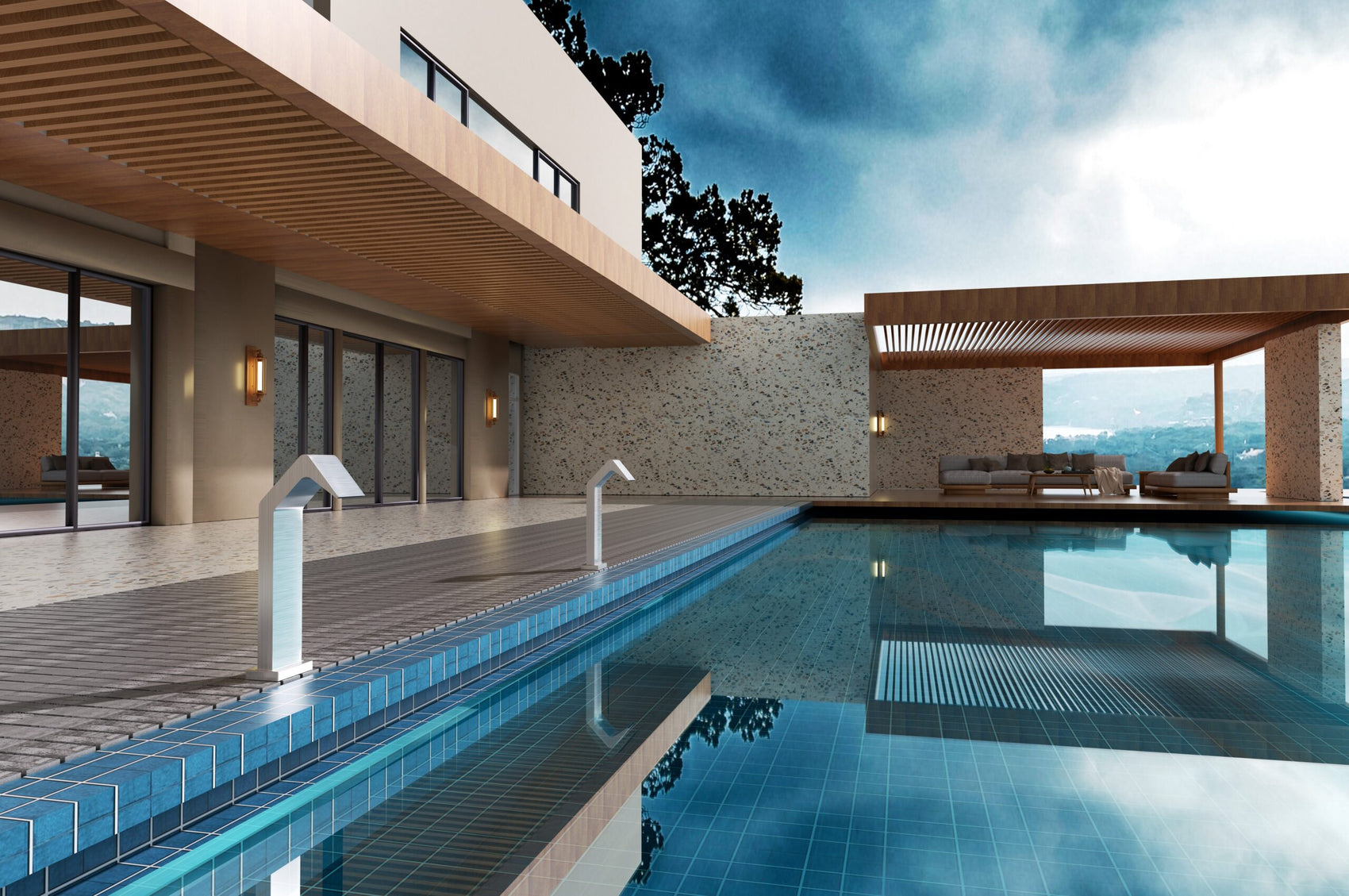 Cascata piscina inox 316L 68 cm design elegante acquisto sicuro