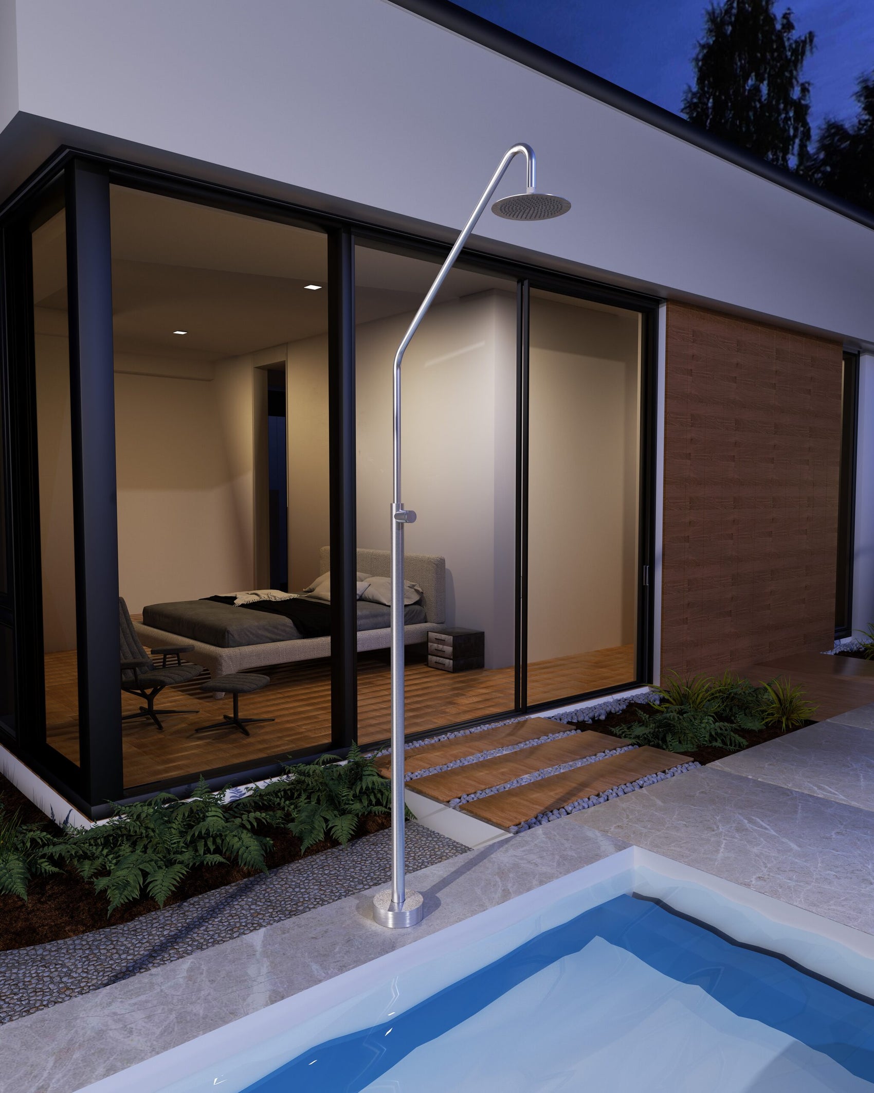 Doccia piscina acciaio S316 ALASKA eleganza e durata