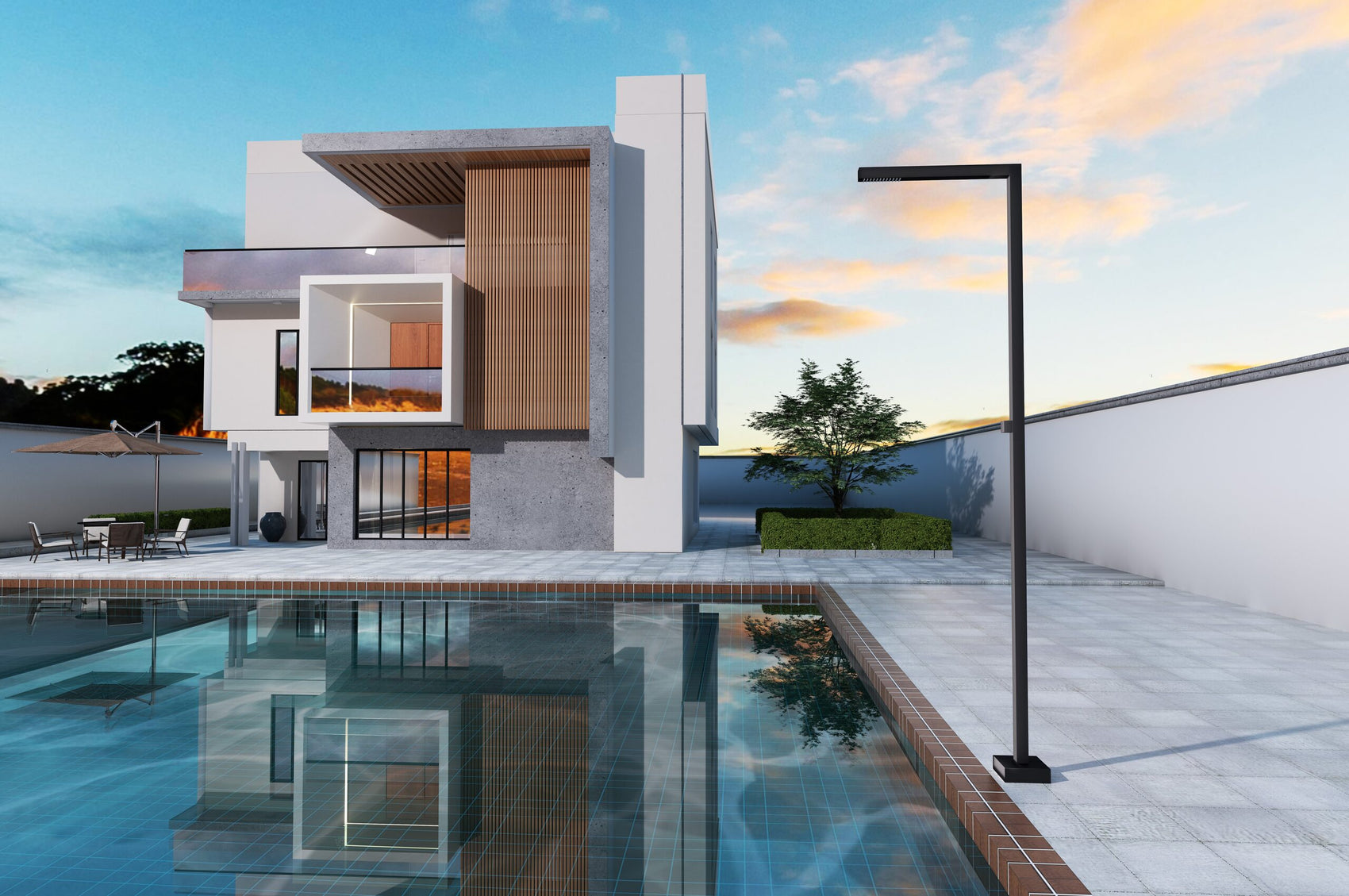 Doccia piscina in acciaio 316 ALABAMA eleganza e resistenza per il tuo giardino