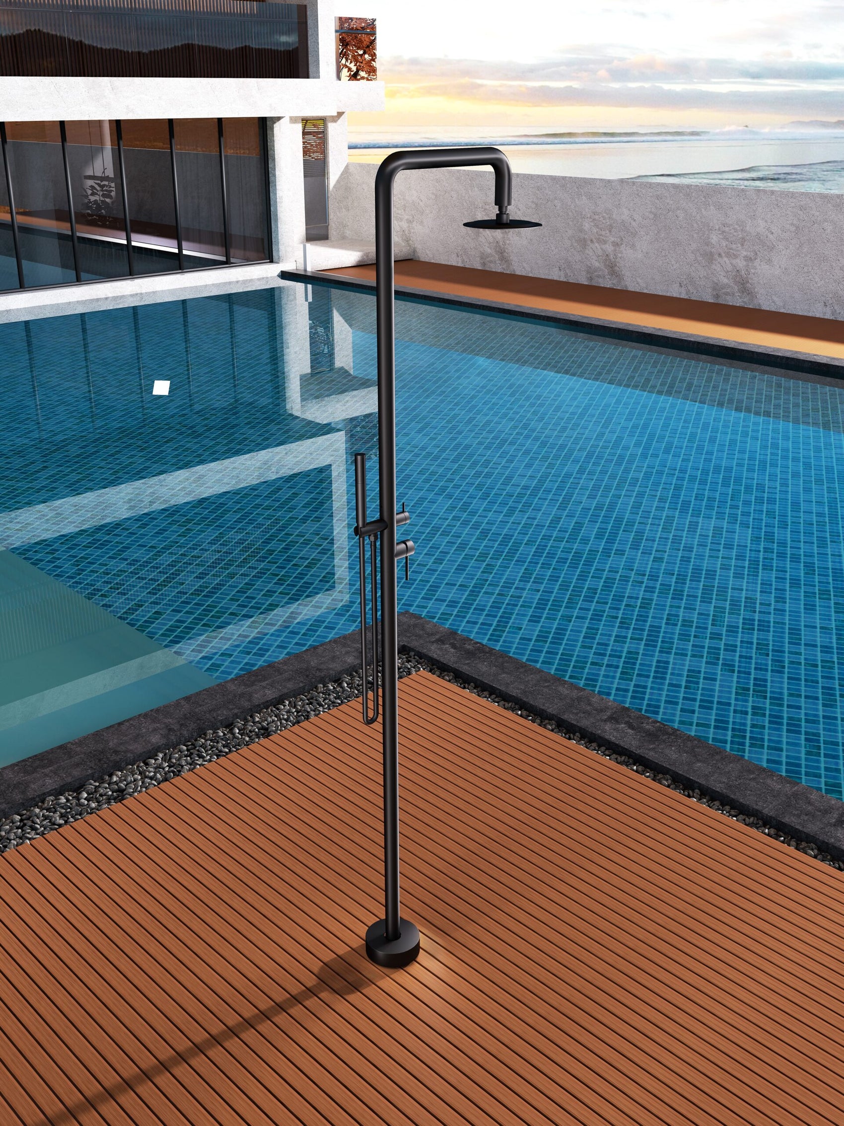 Doccia piscina nera in inox 316 FLORIDA eleganza e qualita senza tempo