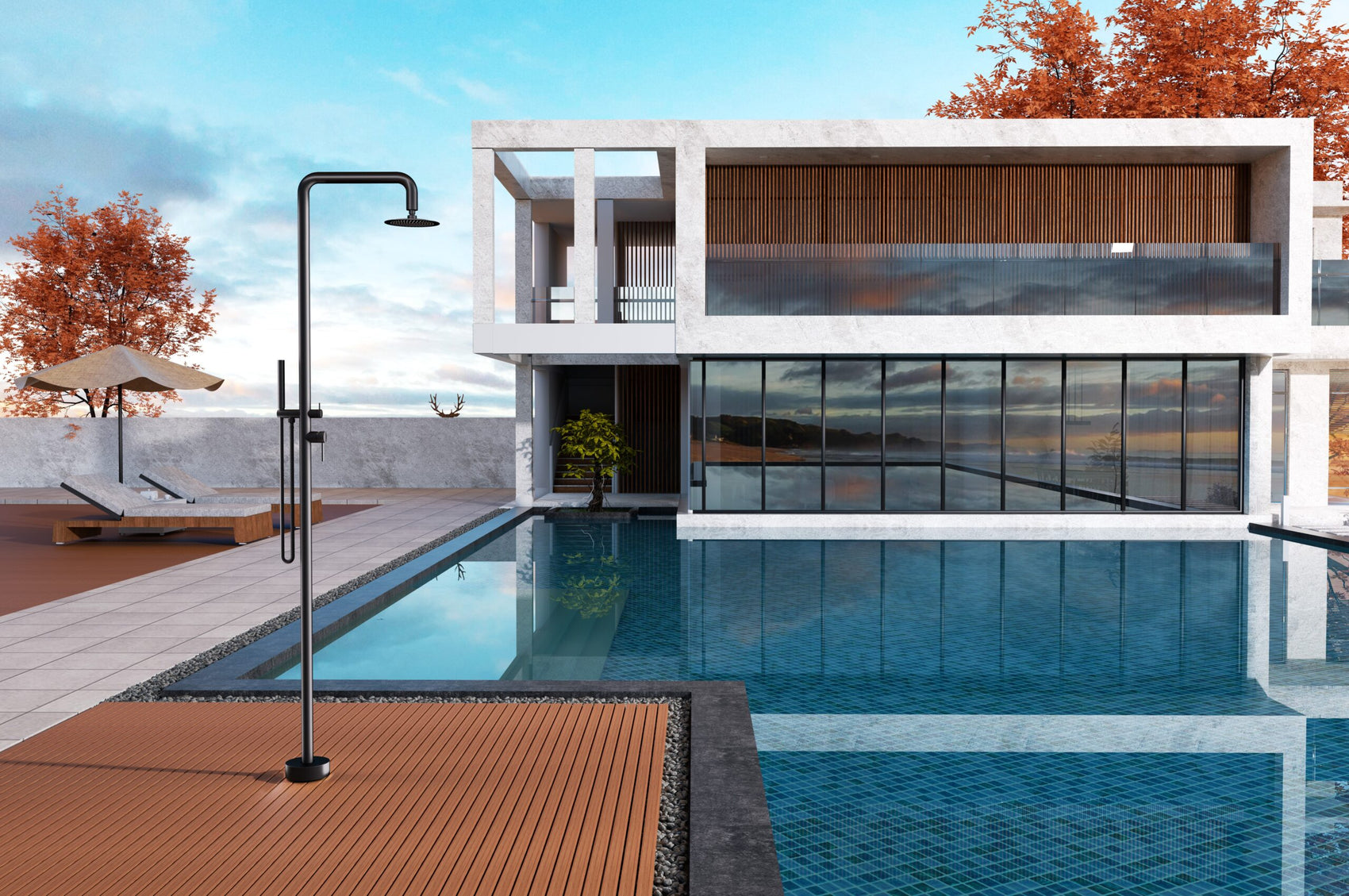Doccia piscina nera in inox 316 FLORIDA eleganza e qualita senza tempo