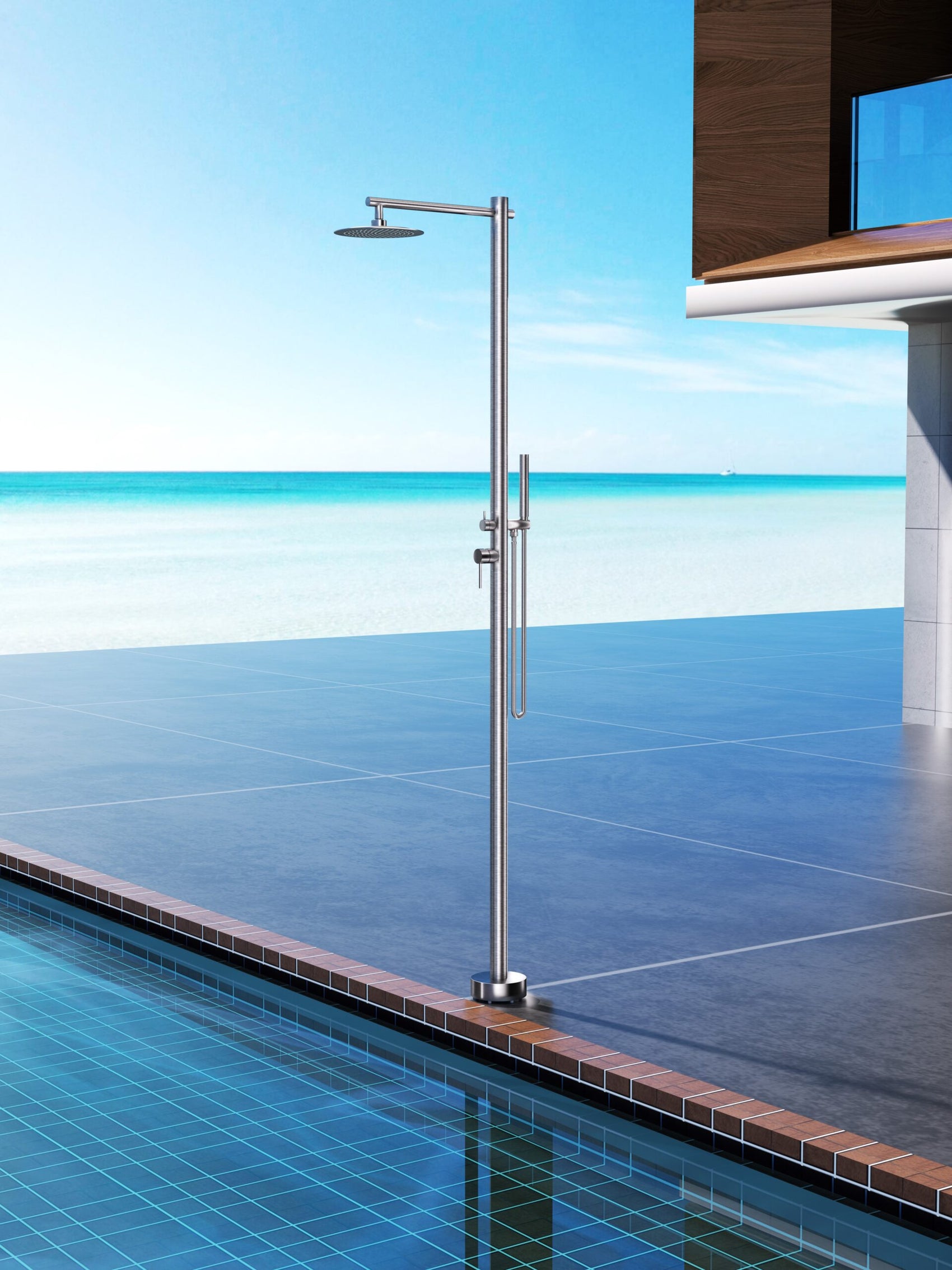 Doccia piscina acciaio 316 KANSAS eleganza e qualita per esterni