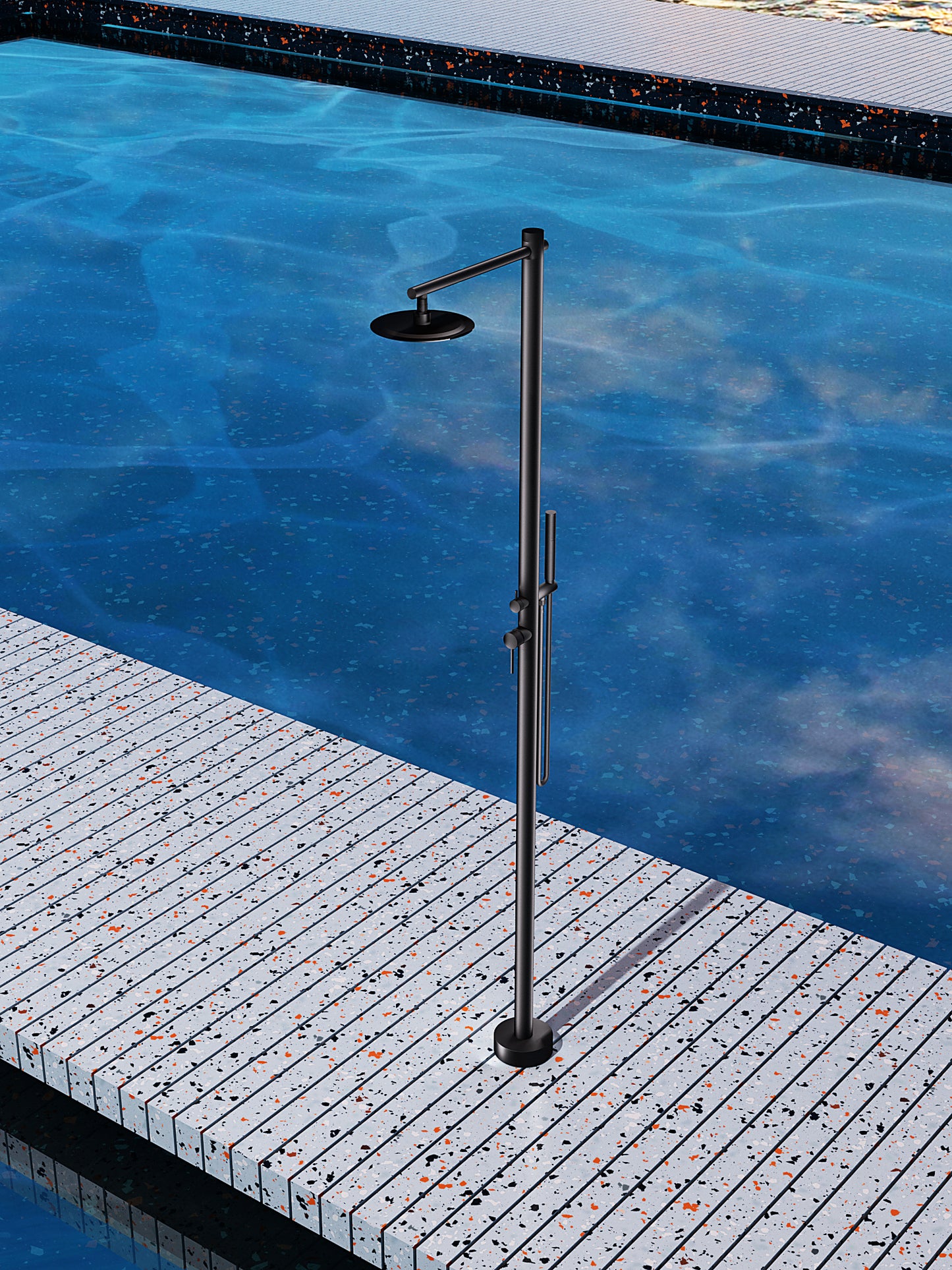 Doccia nera KANSAS in inox 316 per piscina e giardino