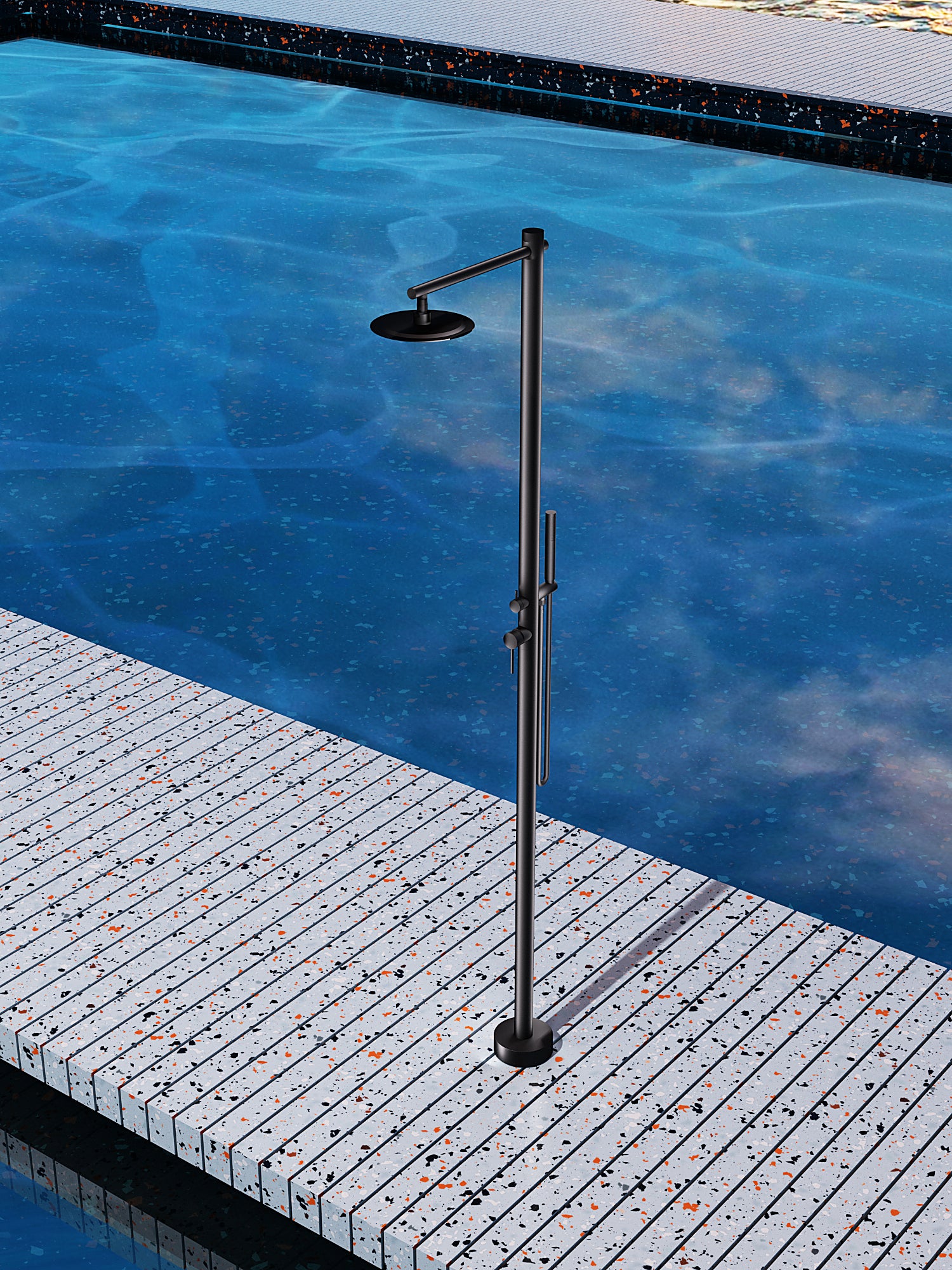 Doccia nera KANSAS in inox 316 per piscina e giardino