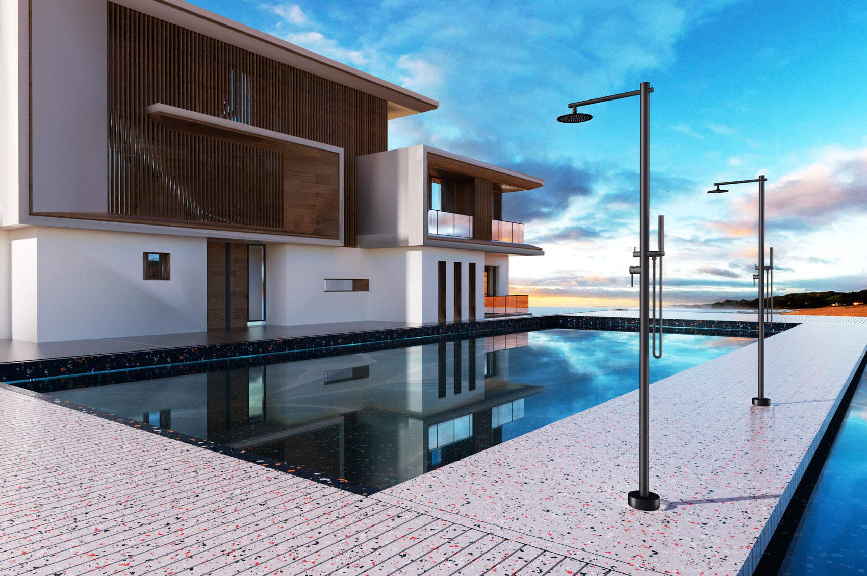Doccia nera KANSAS in inox 316 per piscina e giardino