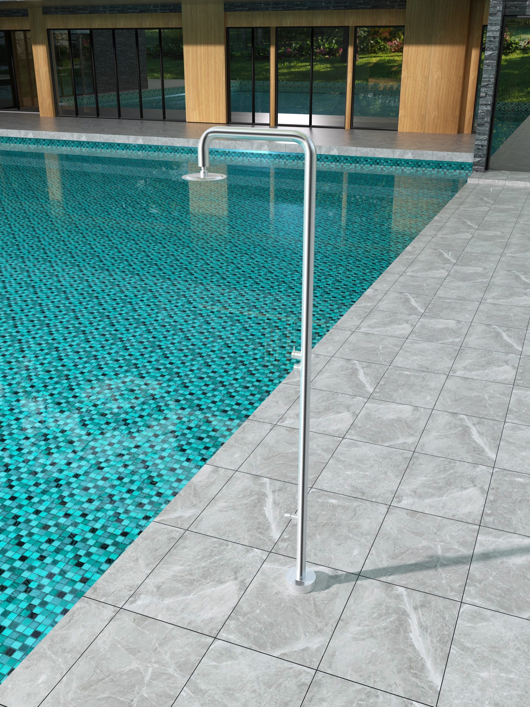 Doccia piscina in acciaio 316 MICHIGAN eleganza e resistenza per il tuo giardino