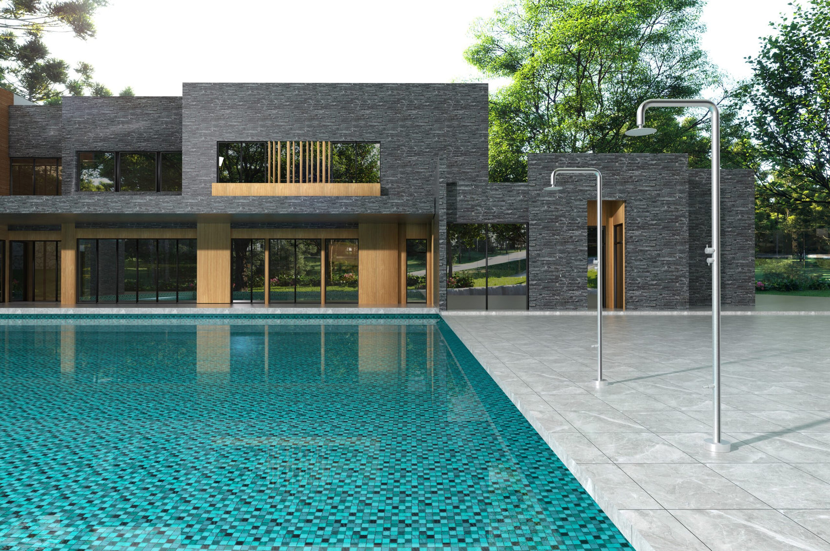 Doccia piscina in acciaio 316 MICHIGAN eleganza e resistenza per il tuo giardino