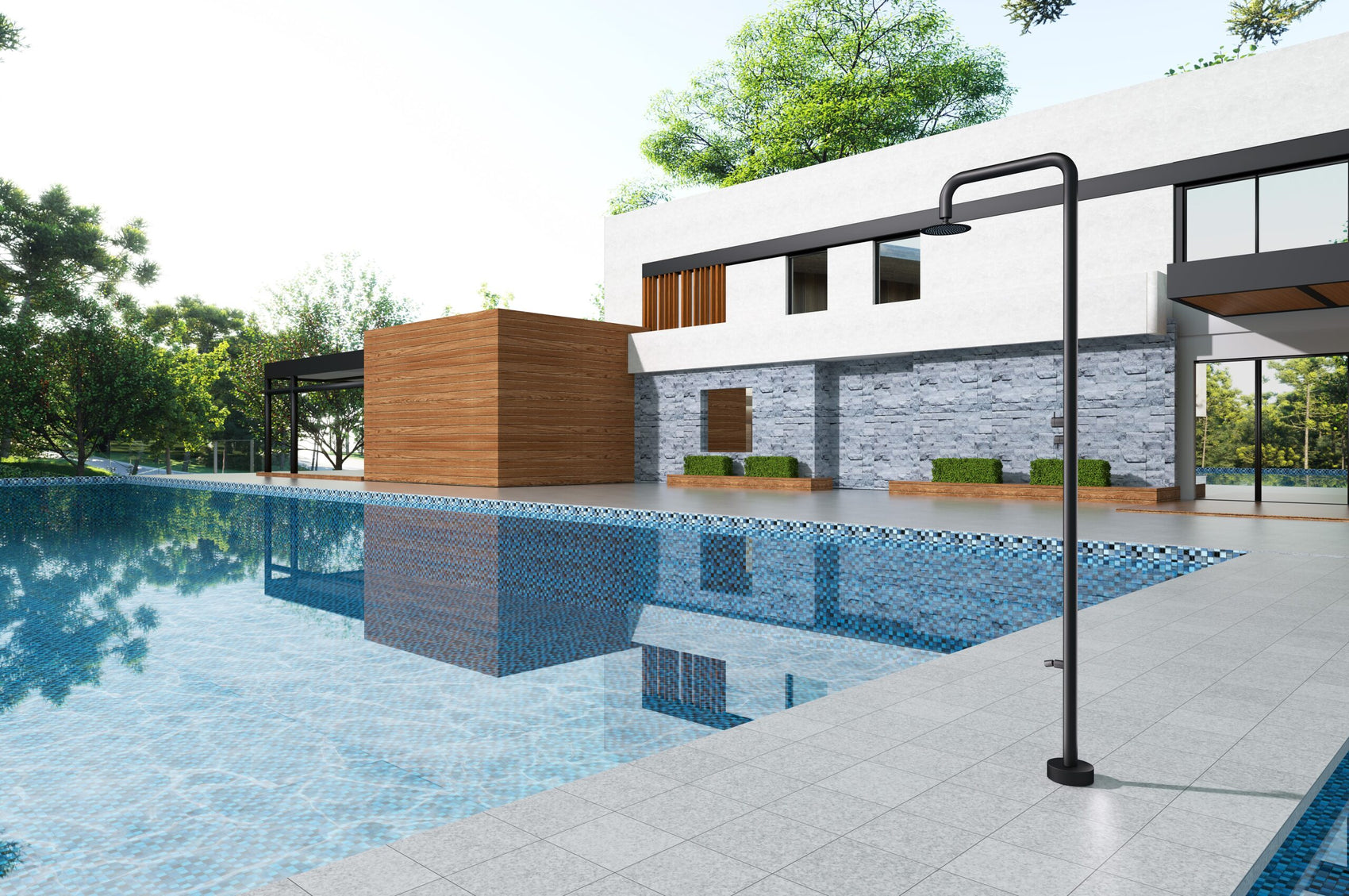 Doccia piscina MICHIGAN in acciaio inox 316 design elegante e resistente