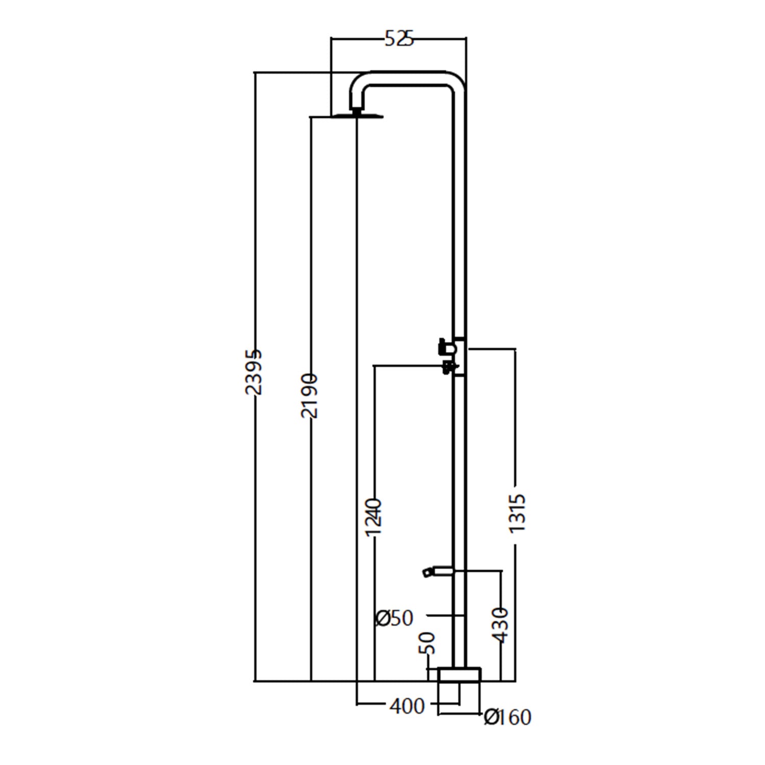 Doccia piscina MICHIGAN in acciaio inox 316 design elegante e resistente