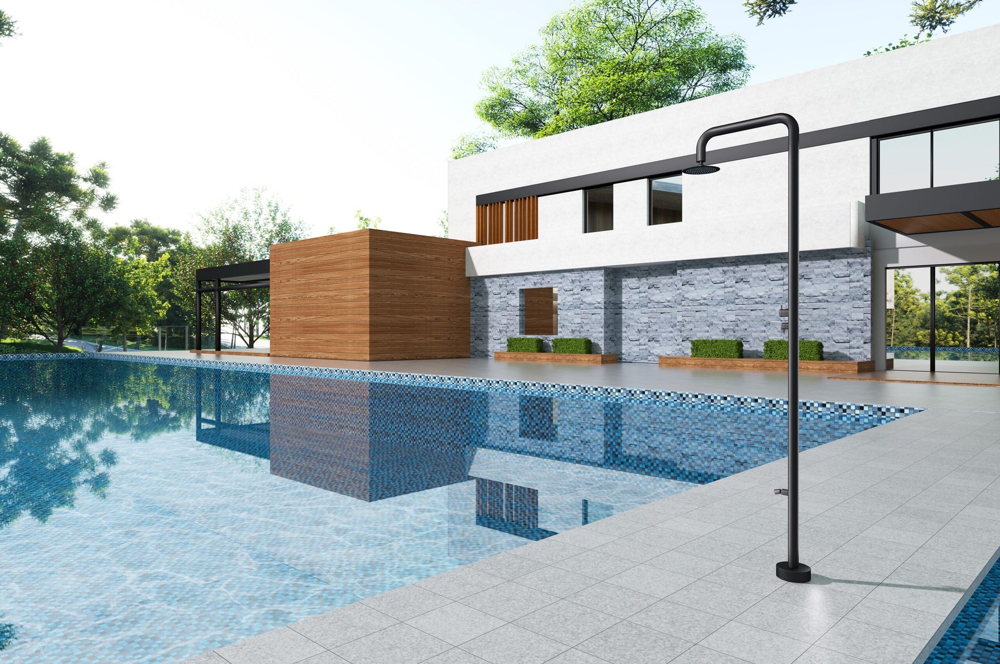Doccia piscina MICHIGAN in acciaio inox 316 design elegante e resistente