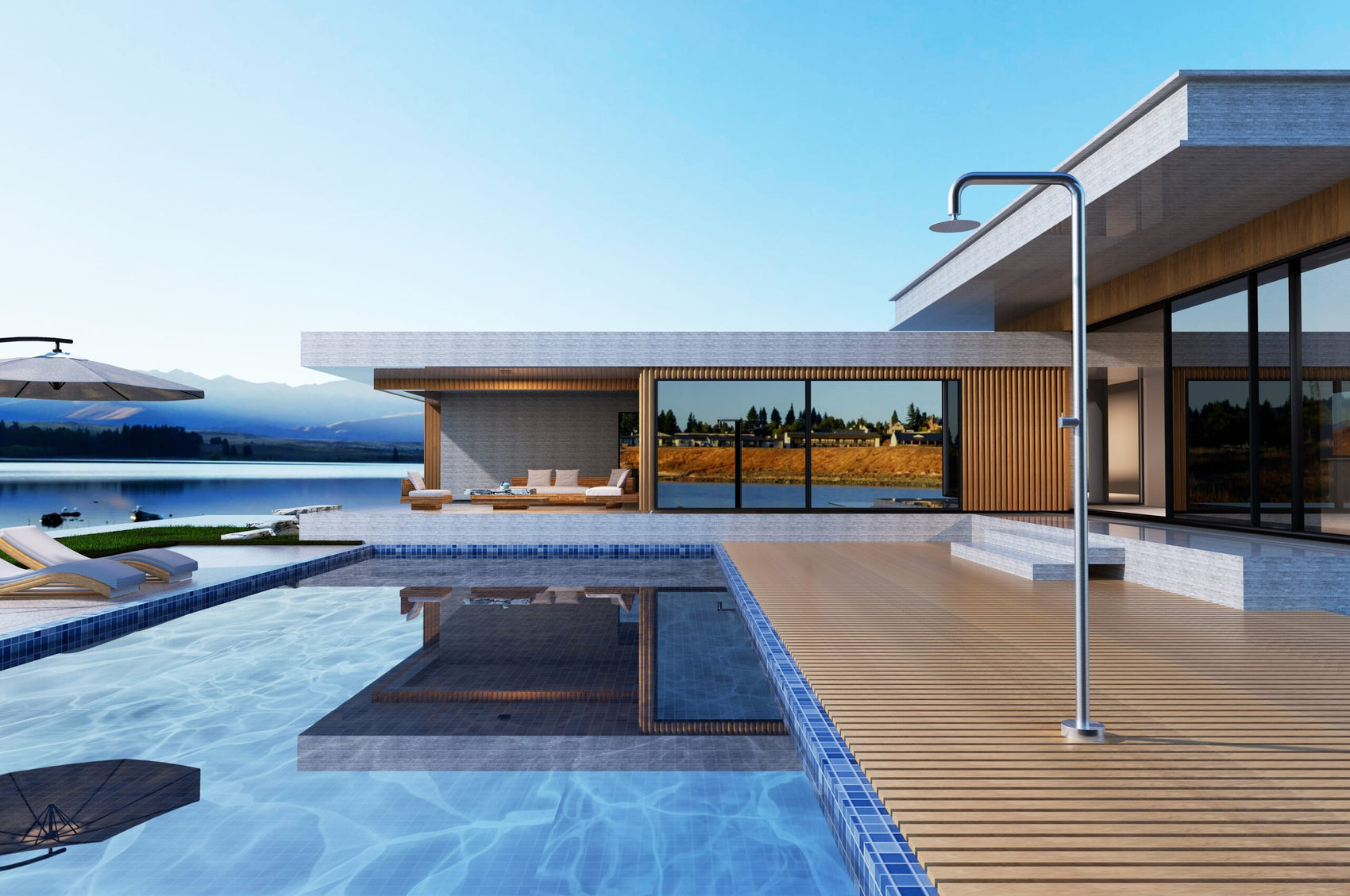 Doccia piscina acciaio 316 Oregon eleganza e resistenza