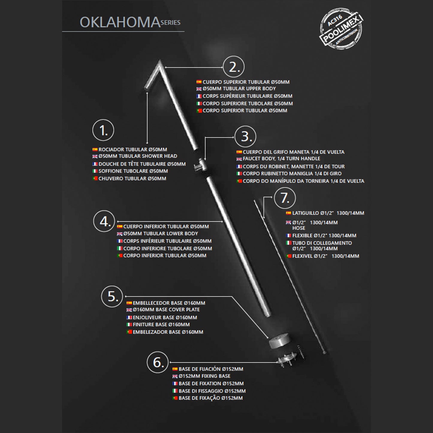 Doccia in acciaio 316 OKLAHOMA eleganza e qualita per il tuo giardino