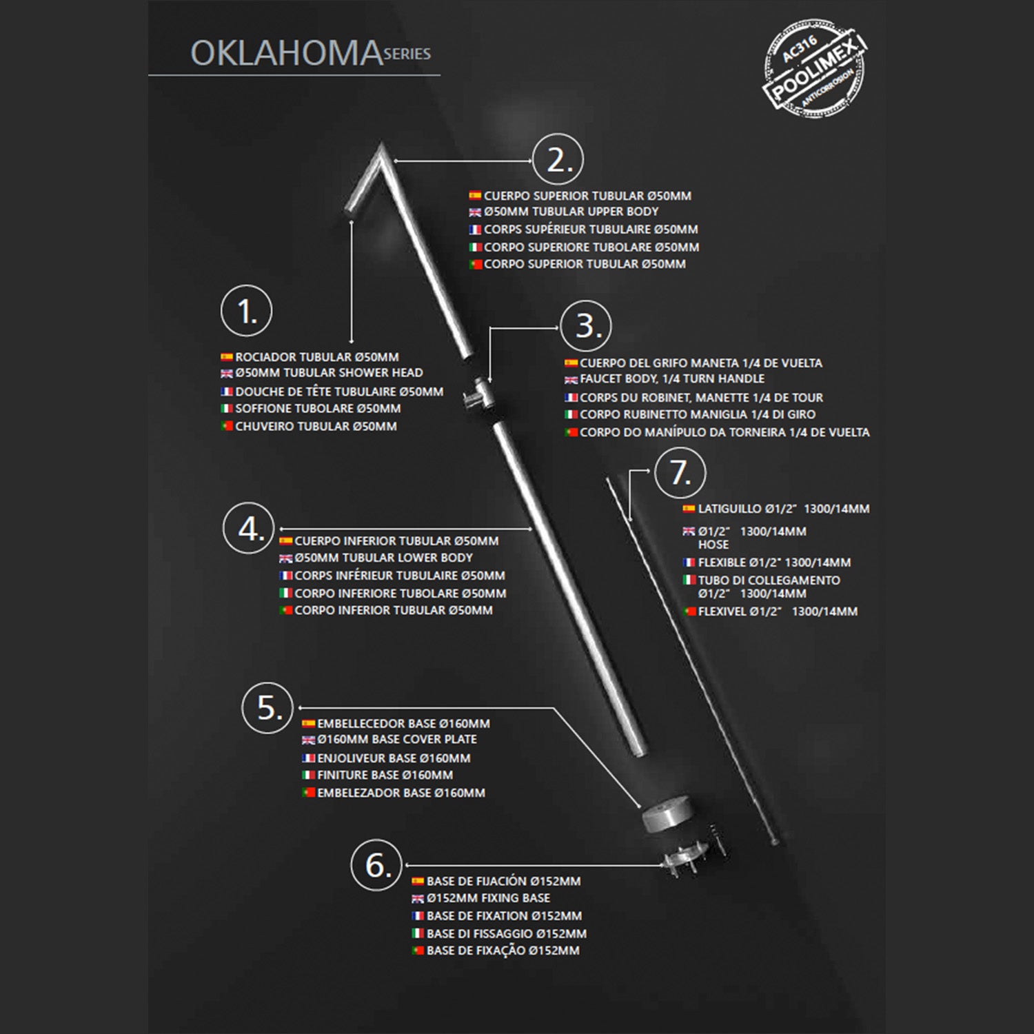 Doccia in acciaio 316 OKLAHOMA eleganza e qualita per il tuo giardino
