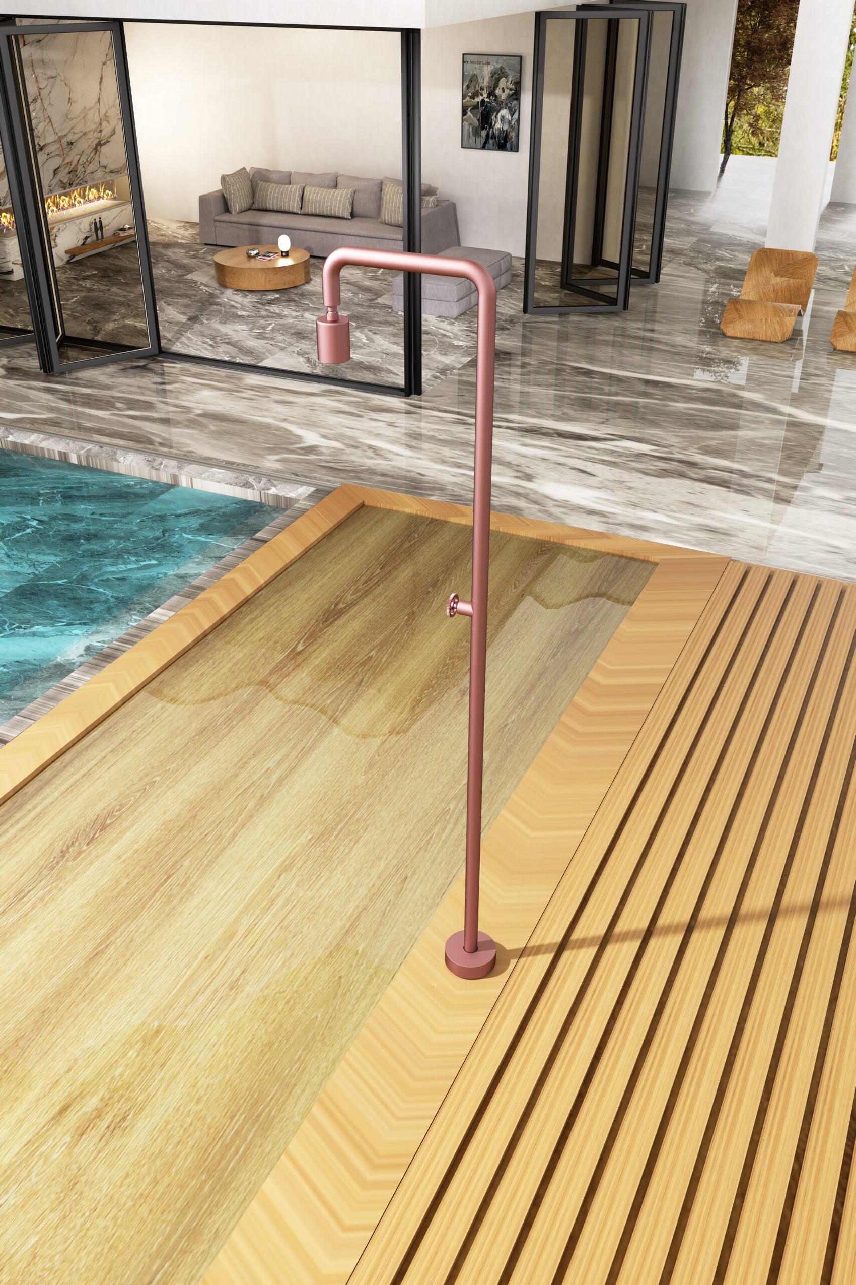 Doccia piscina in acciaio 316 rosa corallo eleganza e resistenza