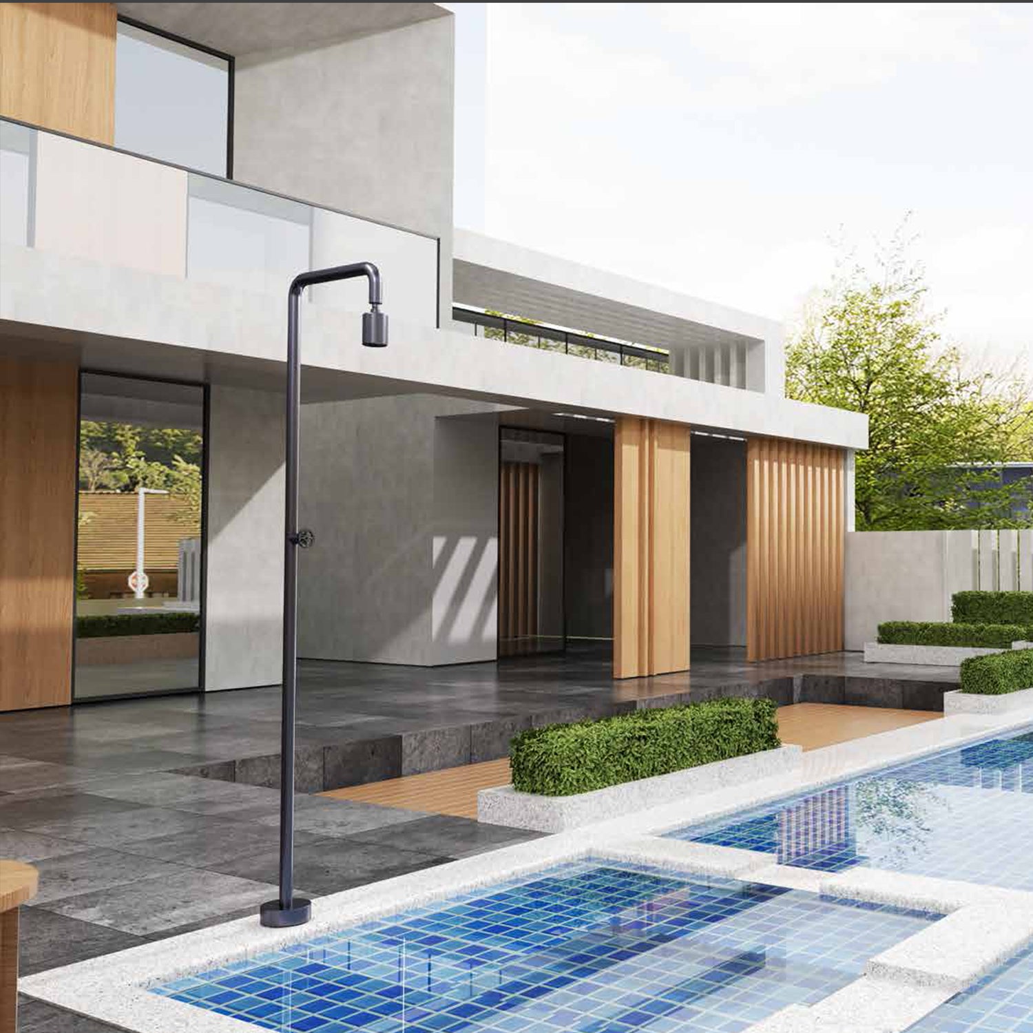 Doccia piscina acciaio 316 grigio eleganza e resistenza