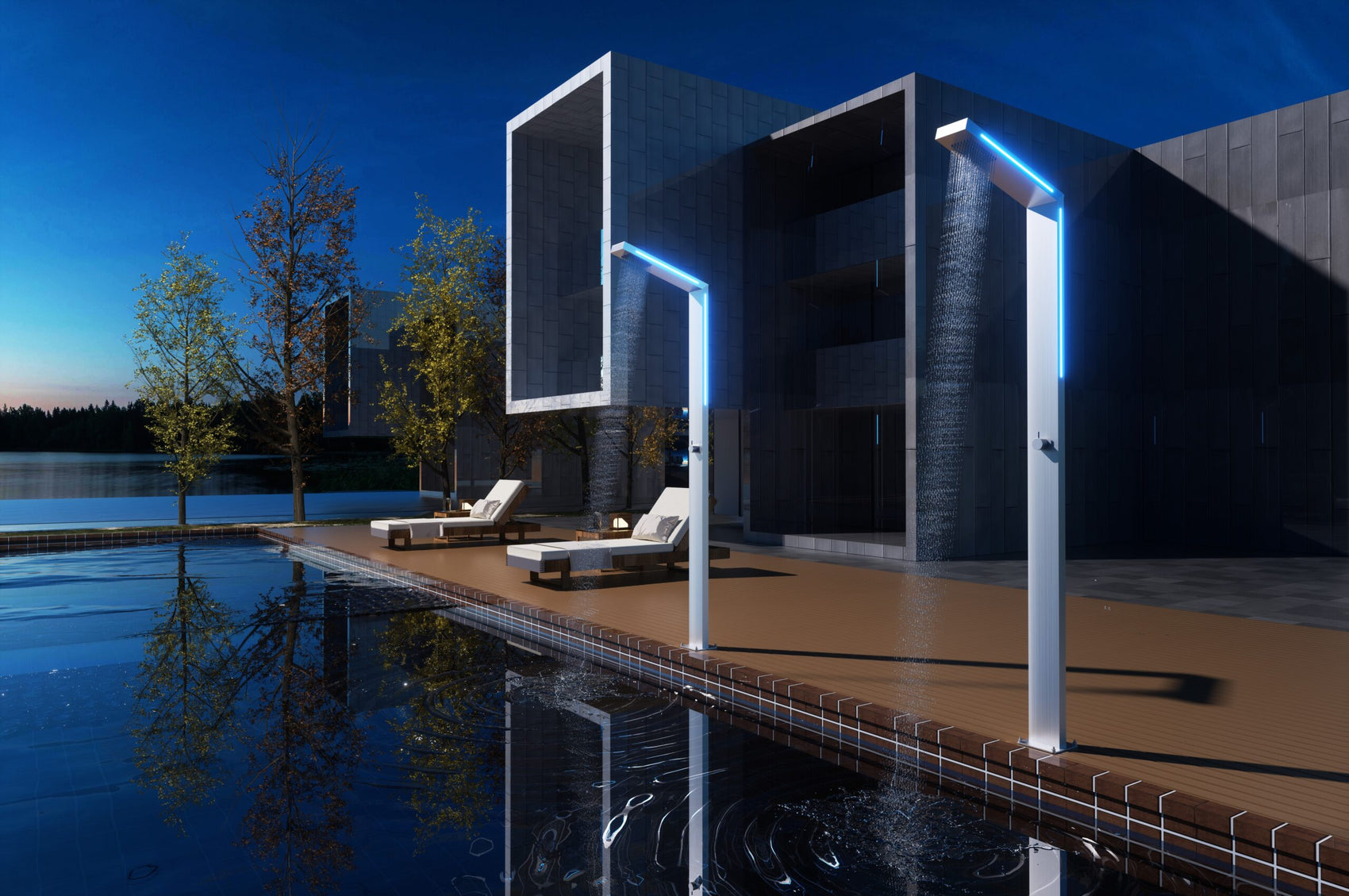 Doccia piscina acciaio 316 SENSE design moderno e resistente