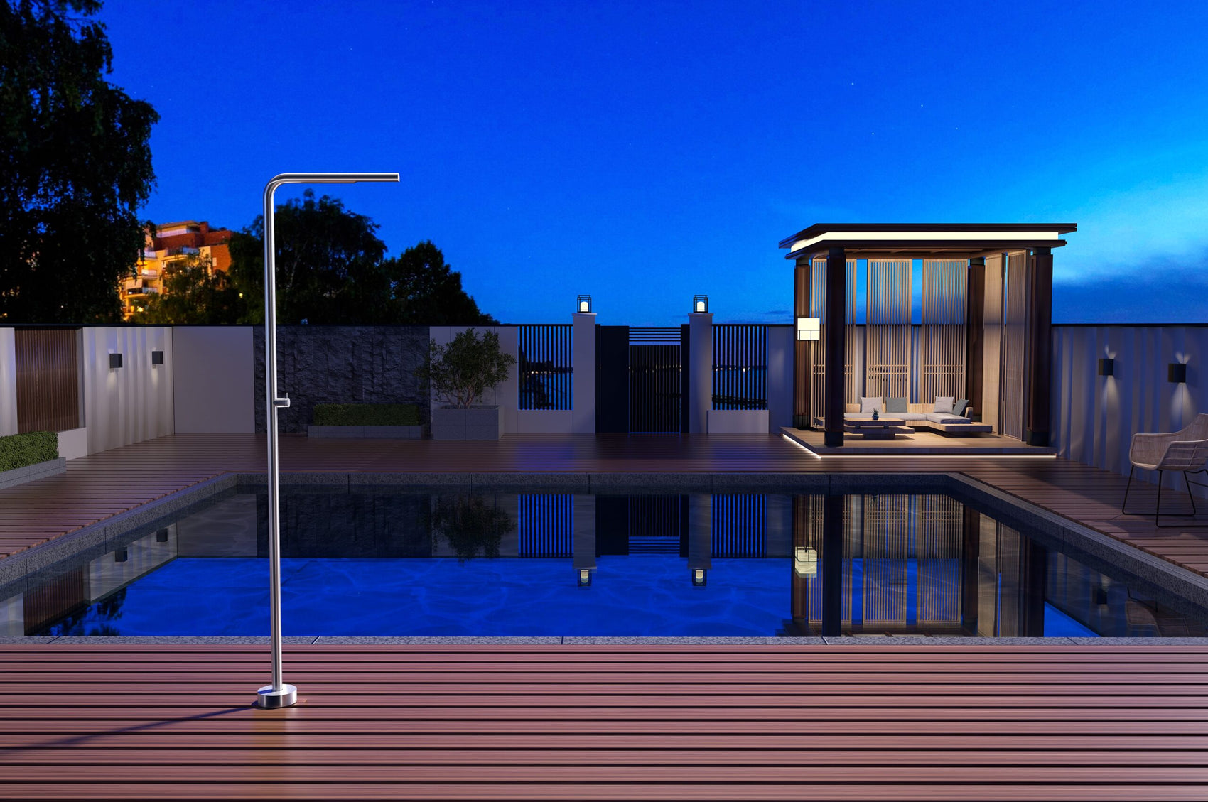 Doccia piscina IMEX TEXAS in acciaio 316 eleganza e resistenza per esterni
