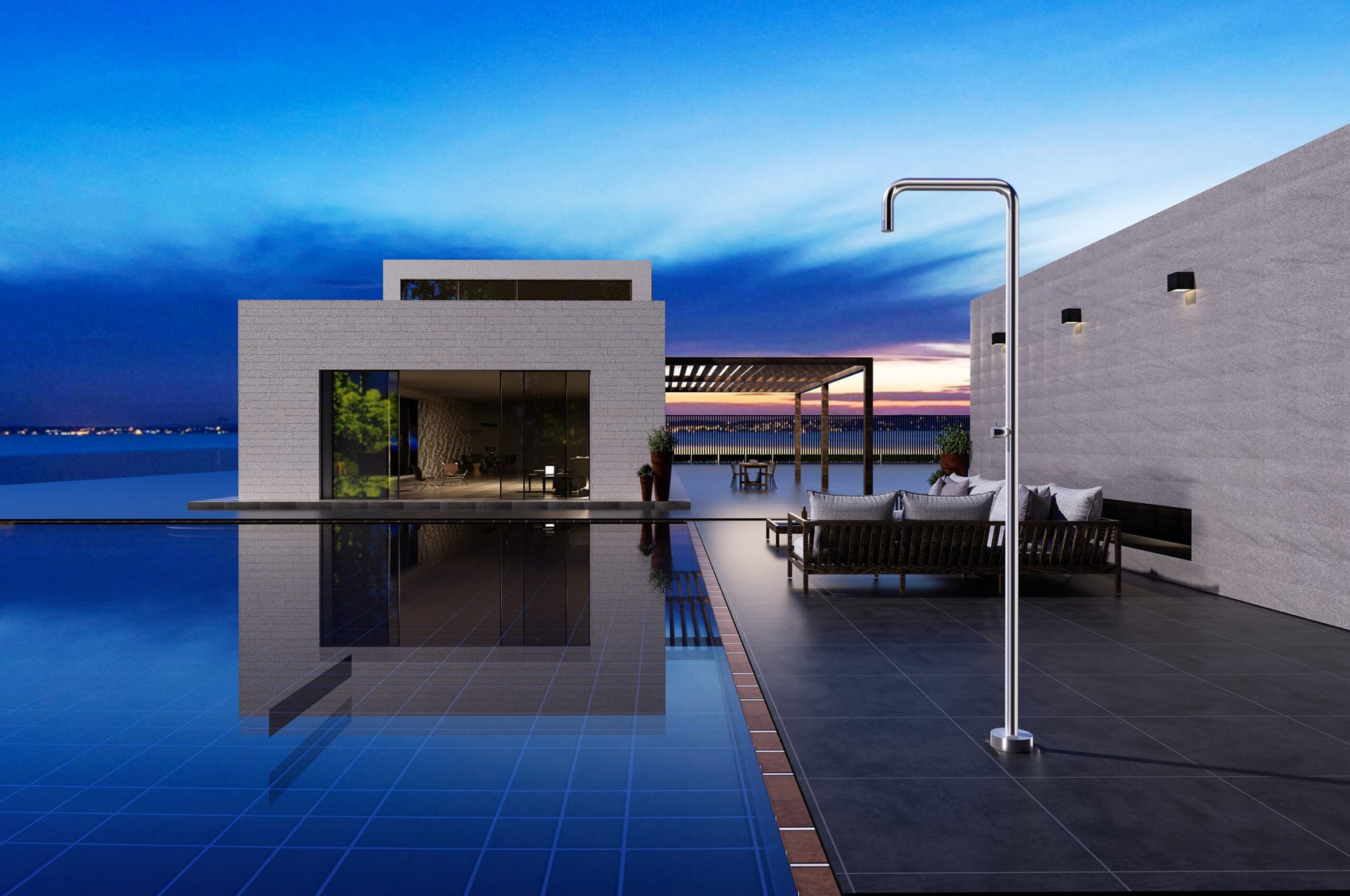 Doccia piscina in acciaio 316 UTAH eleganza e qualita