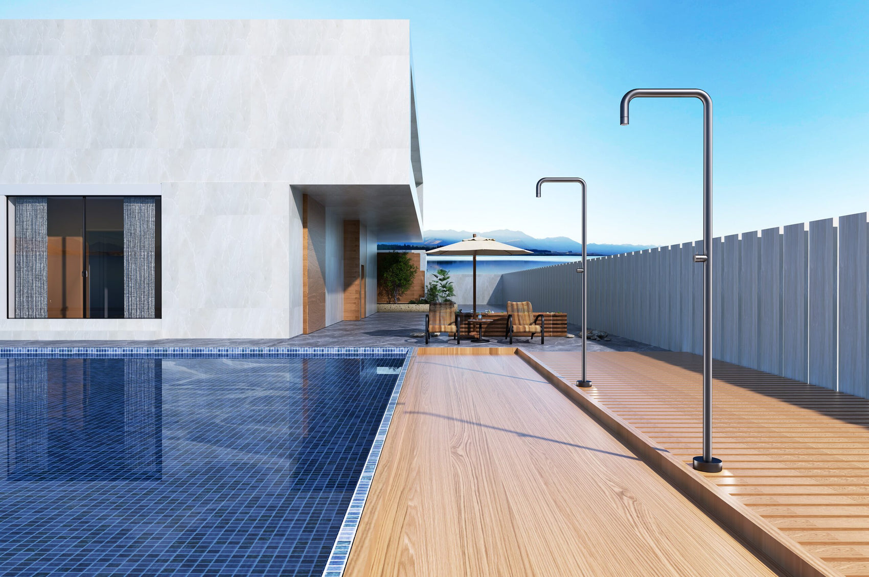 Doccia piscina in acciaio 316 UTAH eleganza e robustezza