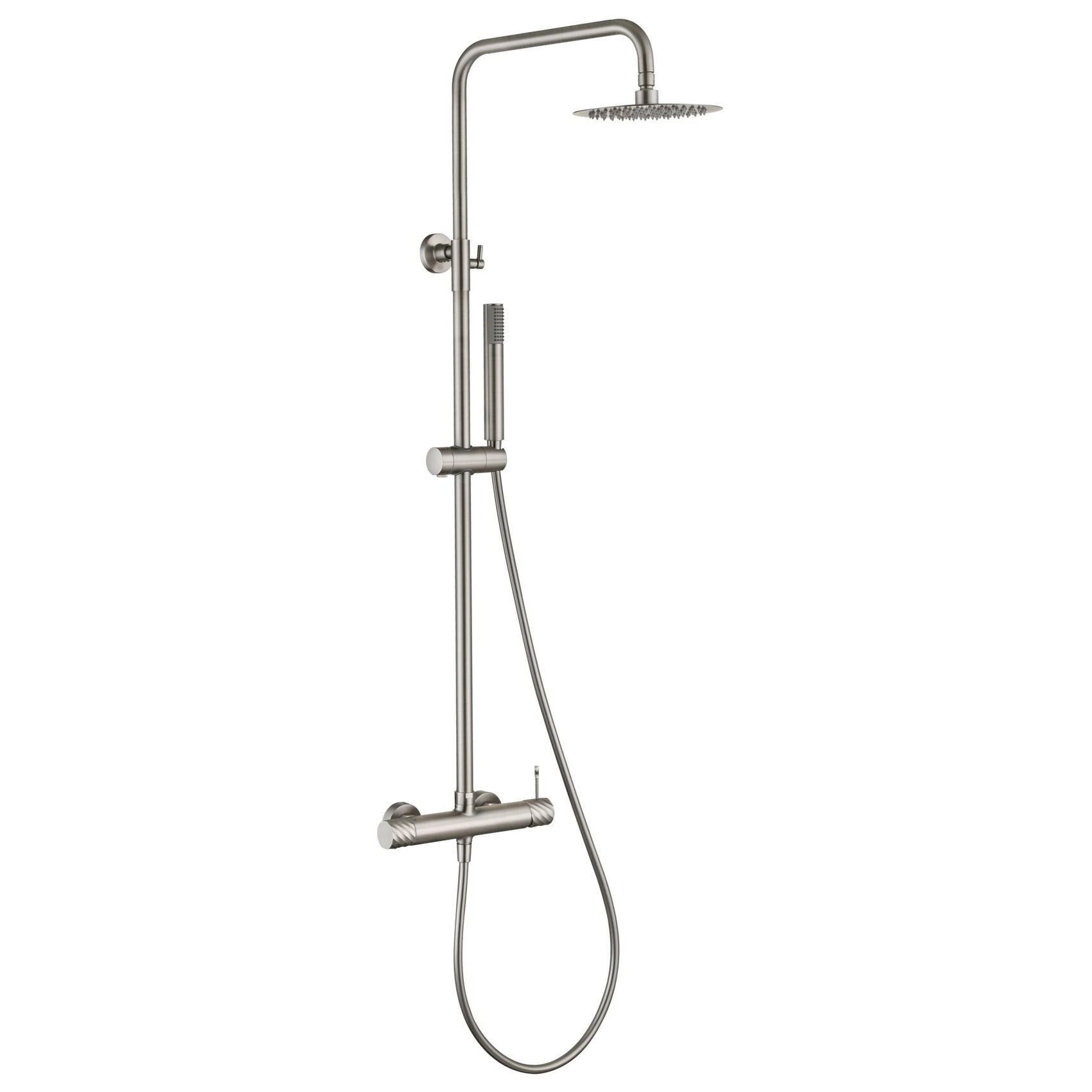 Set doccia monocomando Imex Bless nichel spazzolato elegante e resistente per un bagno moderno e di alta gamma in consegna veloce e sicura