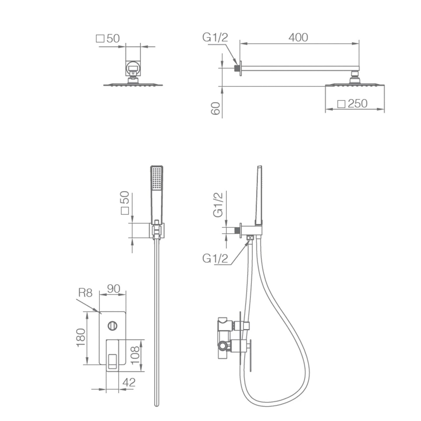 doccia incasso imex suecia nera opaca design elegante qualit