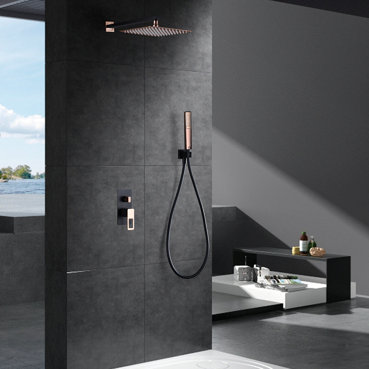 miscelatore doccia incasso imex suecia nero oro rosa stile e durata garantiti