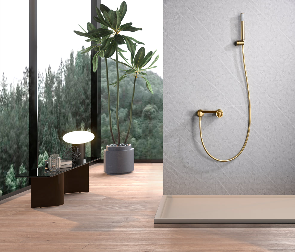 Set doccia monocomando Olimpo oro spazzo