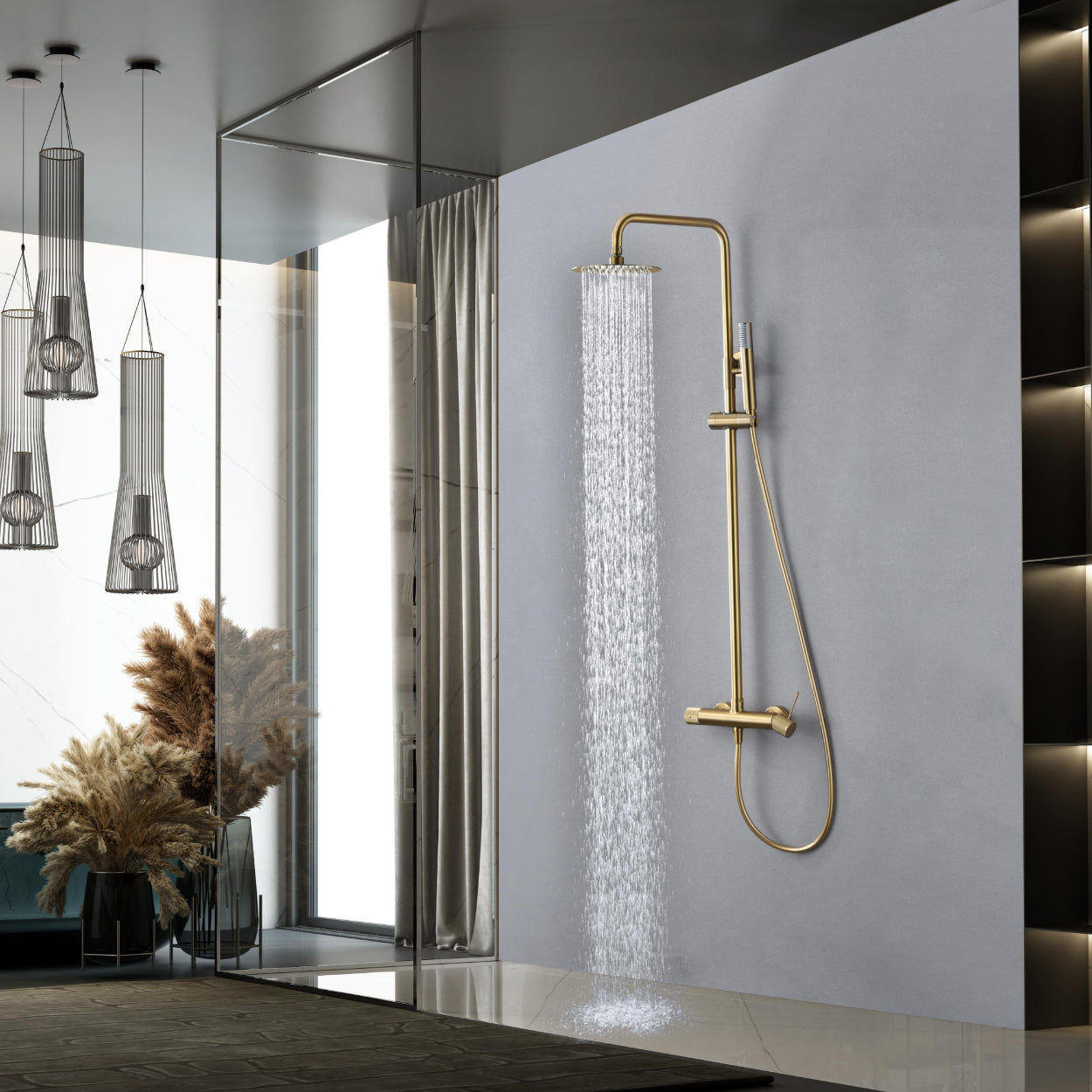 Colonna doccia miscelatore Line oro spaz