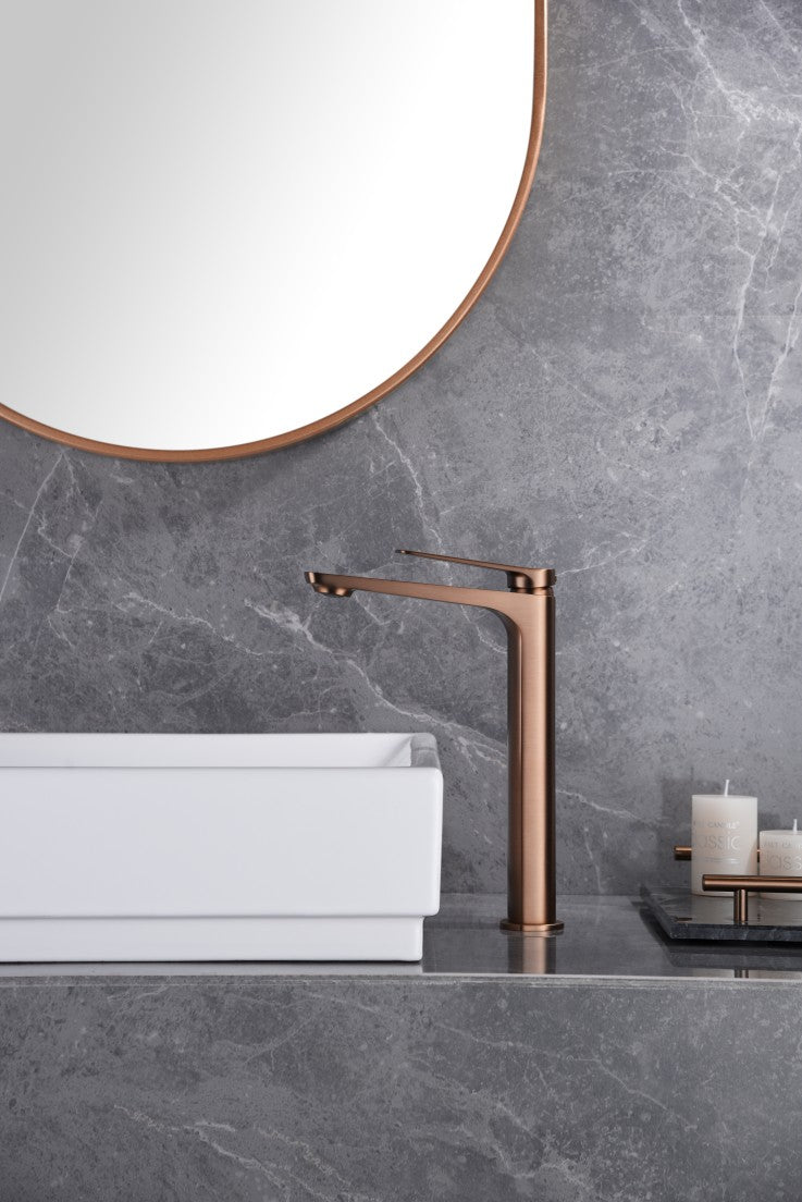 Miscelatore lavabo alto Nápoles oro rosa