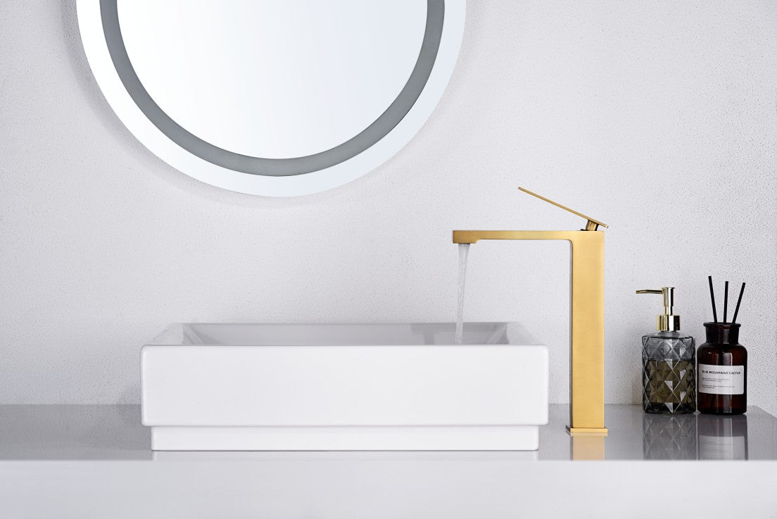 Miscelatore lavabo alto Pisa oro spazzol