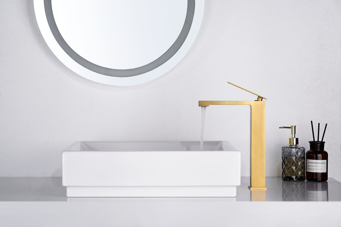 Miscelatore lavabo alto Pisa oro spazzol