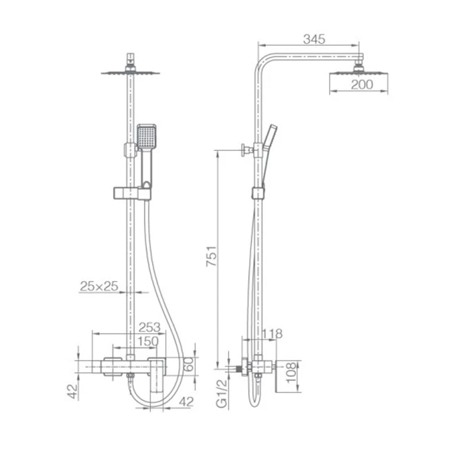 Colonna doccia miscelatore Pisa black gu