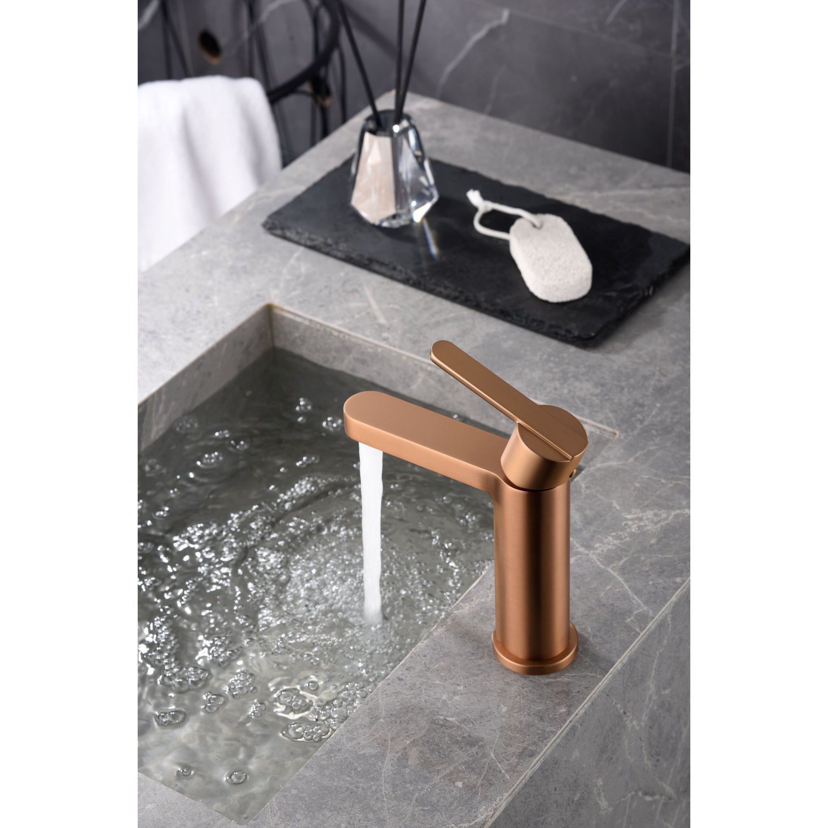 Miscelatore lavabo Roma oro rosa spazzal