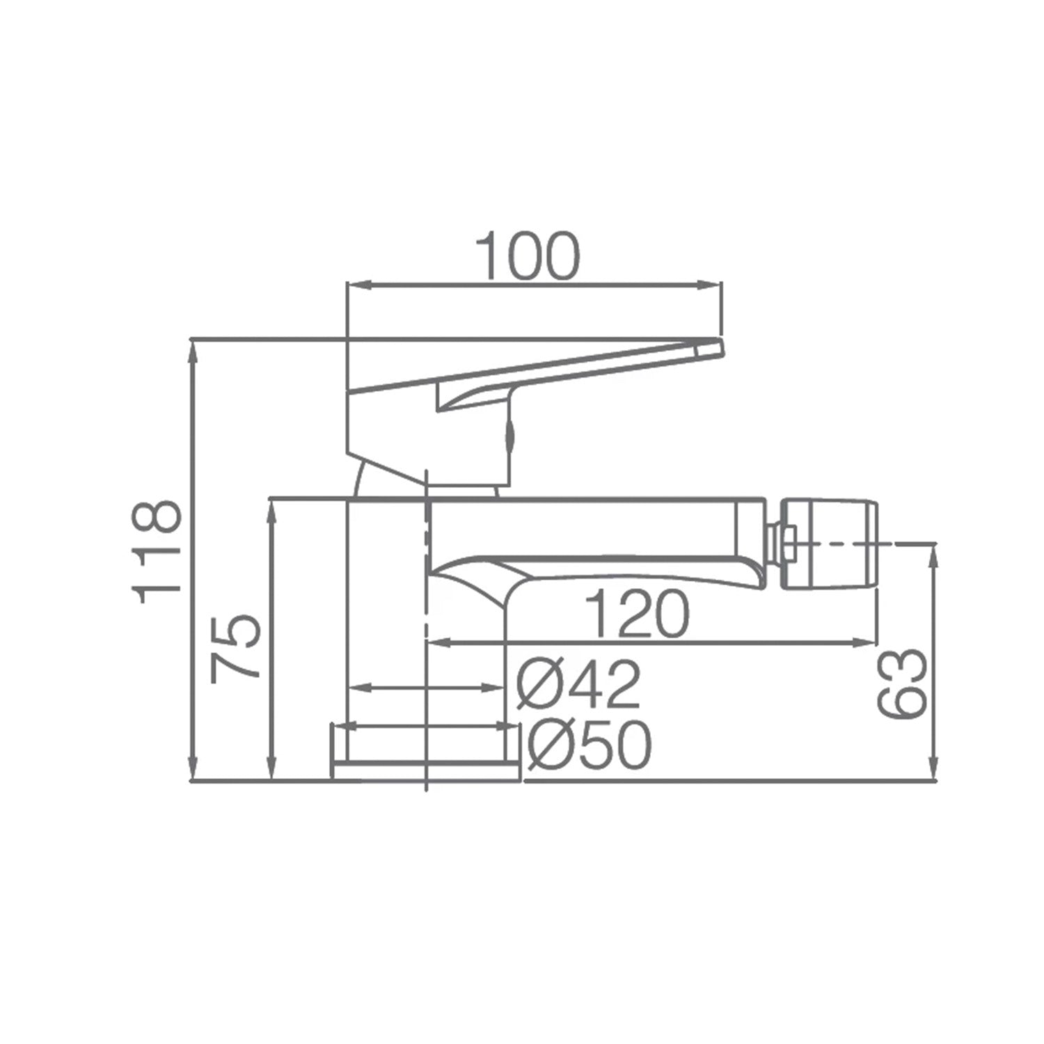 Miscelatore monocomando per bidet serie TEIDE cromata
