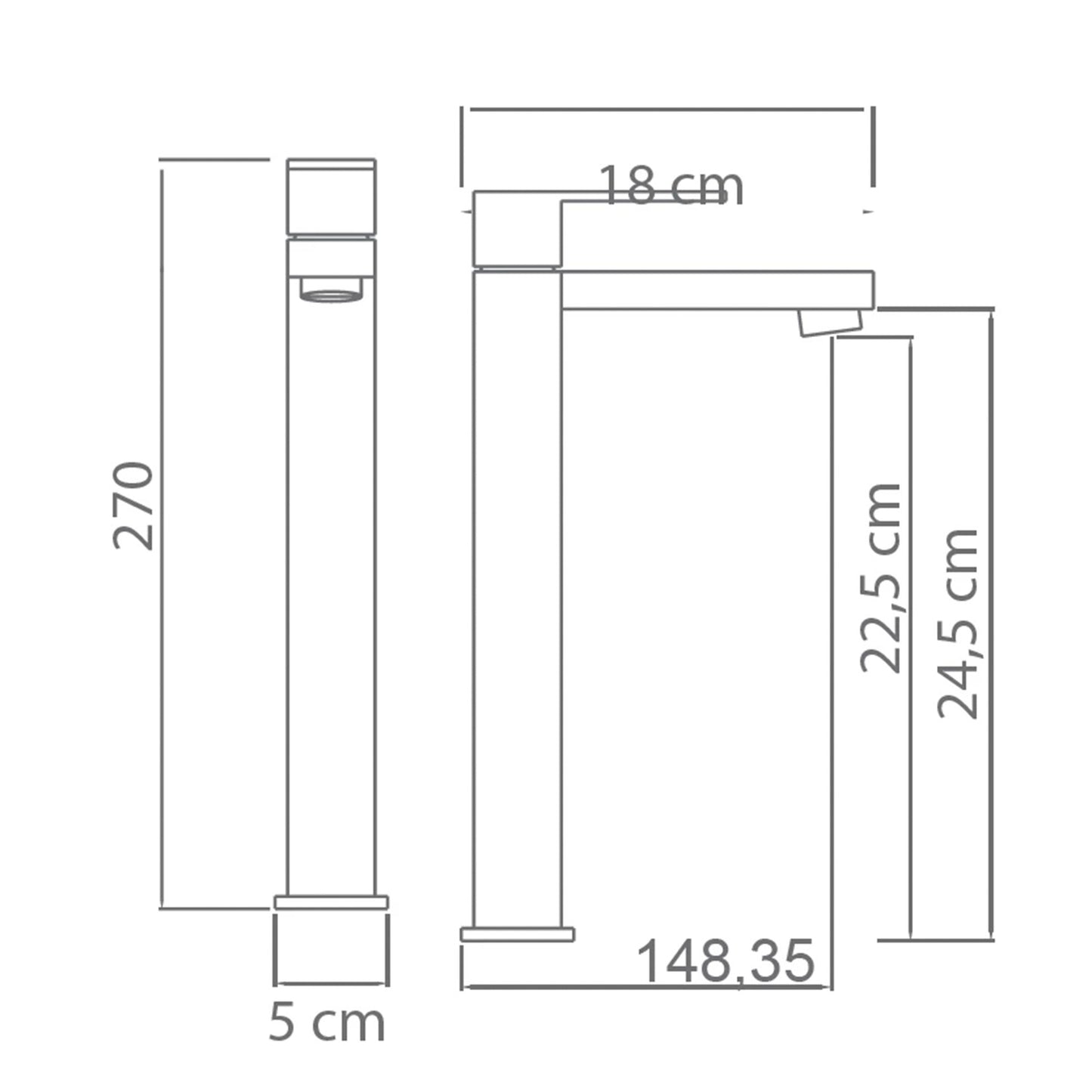 Miscelatore lavabo alto Valencia in finitura cromo