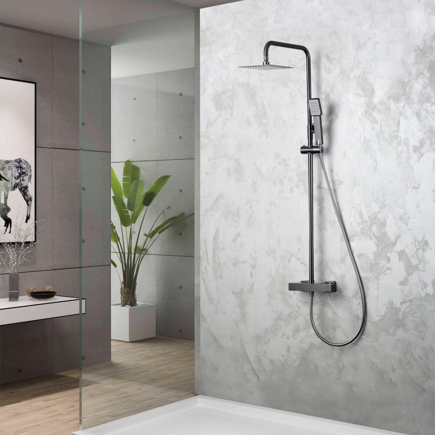 colonna doccia termostatica art black design elegante e dura