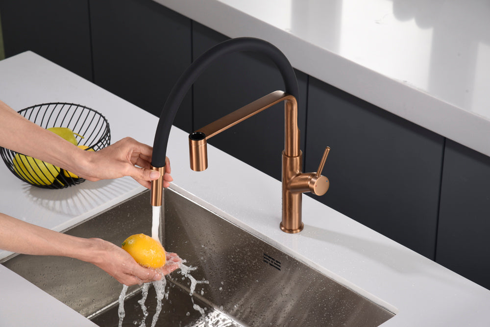 Miscelatore lavello Sena oro rosa spazza