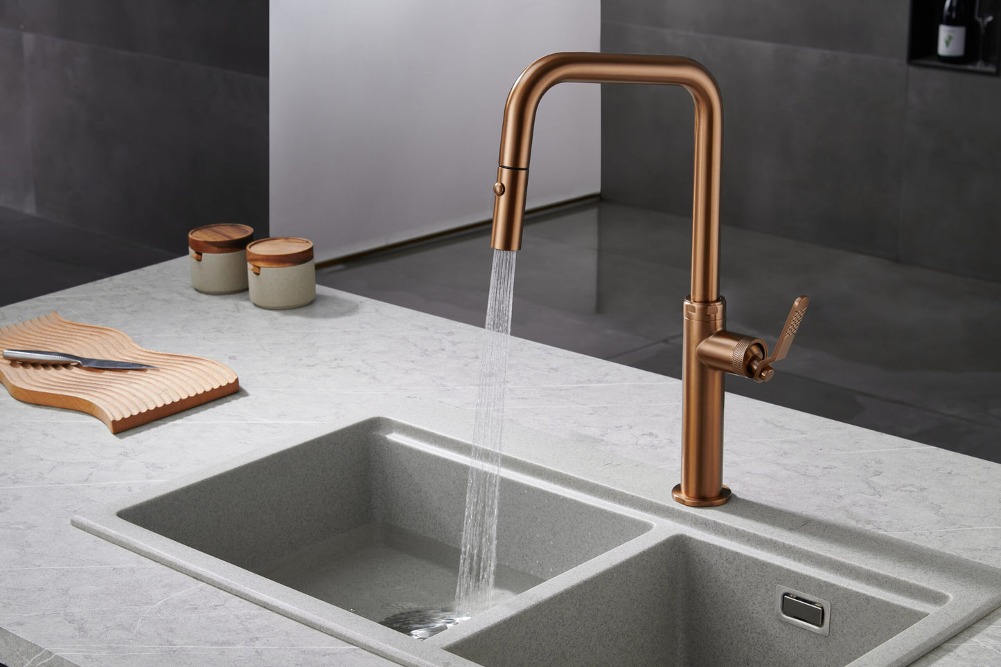 Miscelatore lavello Niza oro rosa spazza