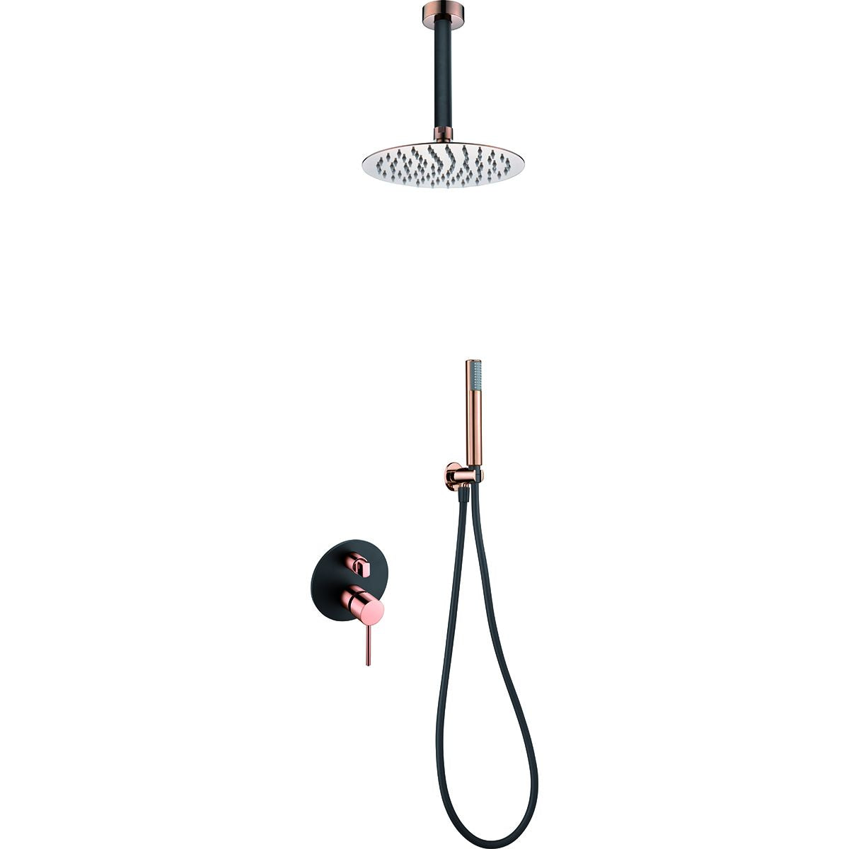 Kit incasso doccia miscelatore Thalos Stick nero oro rosa