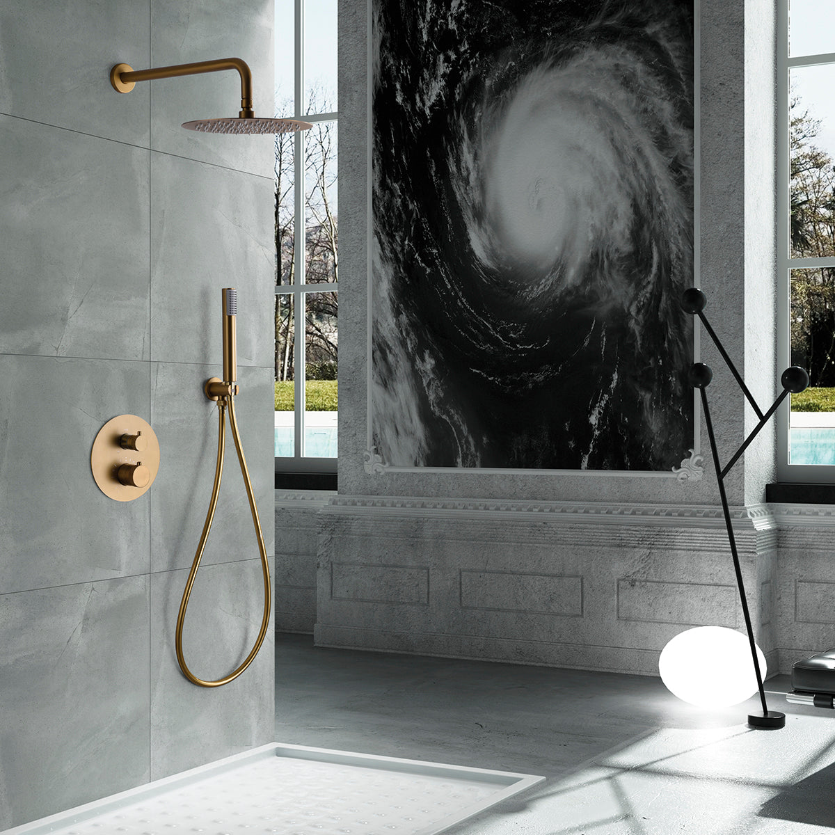 Kit incasso doccia termostatico Line oro