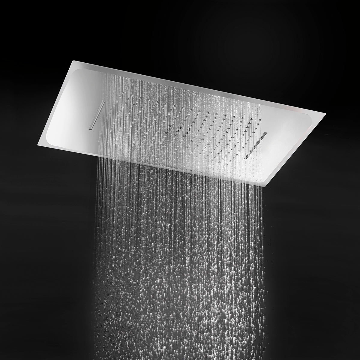 Soffione rettangolare 3 vías con supporto a soffitto