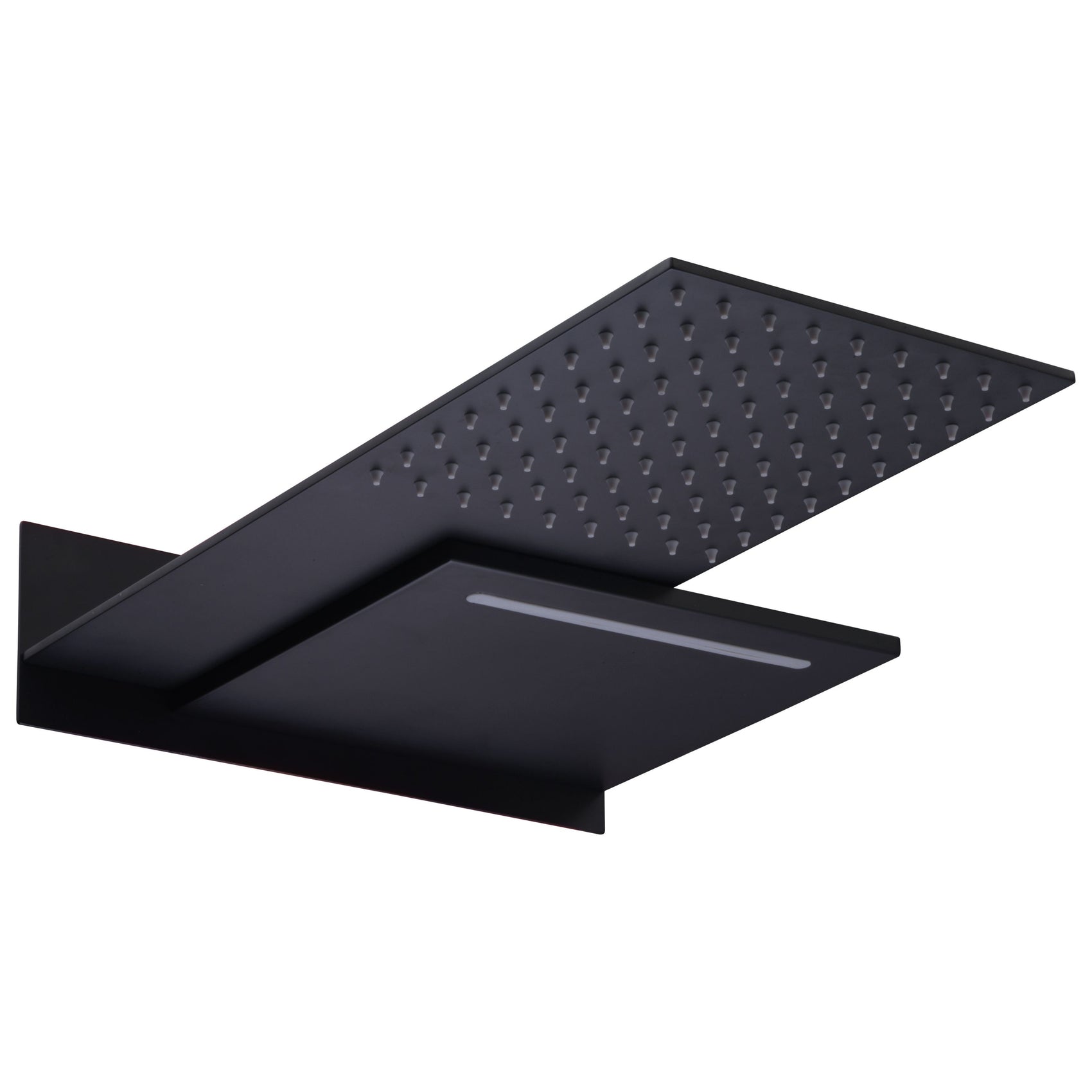 Soffione quadro uscita muro 2 funzioni nero opaco