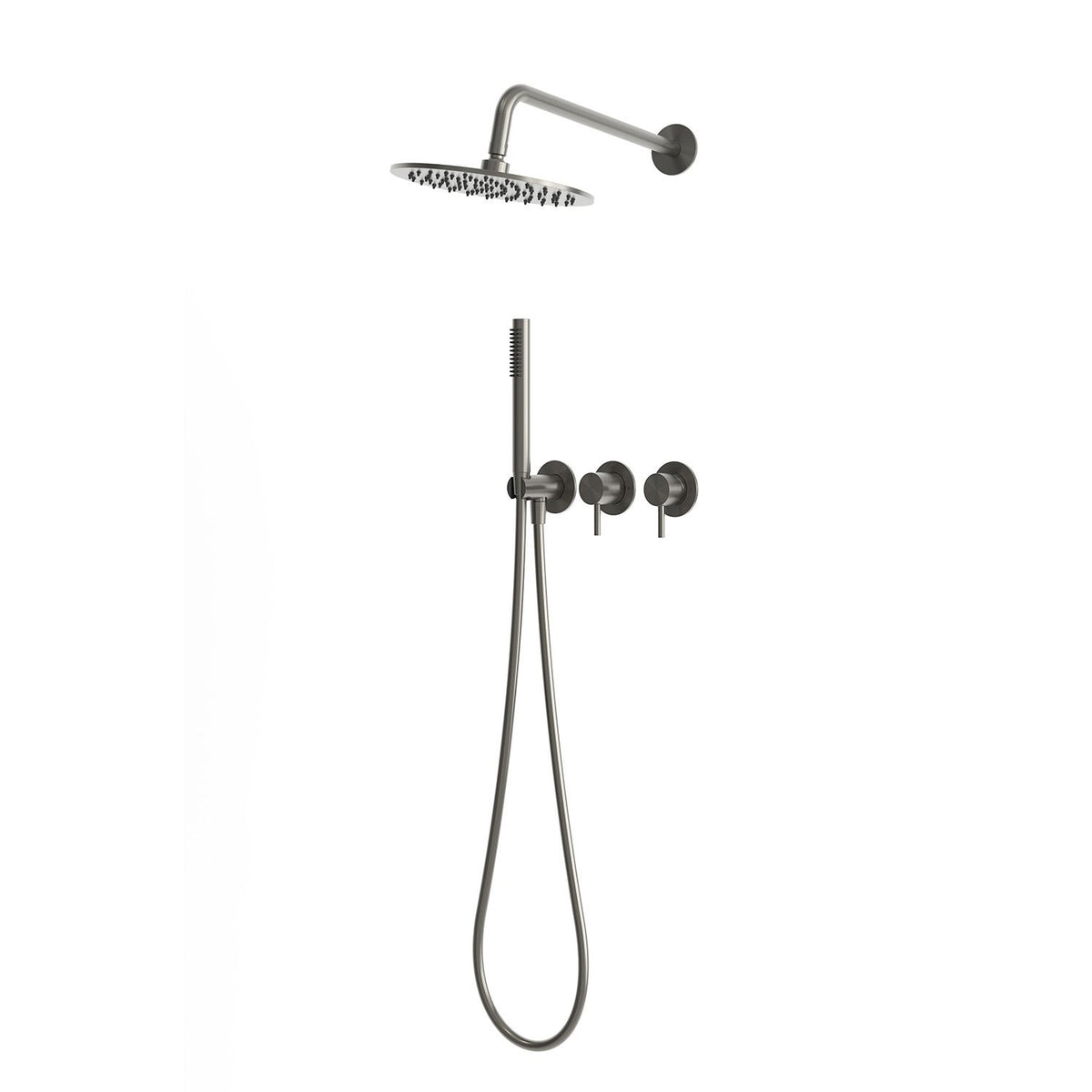 Kit doccia incasso 30 cm gun metal in acciaio inox 316L